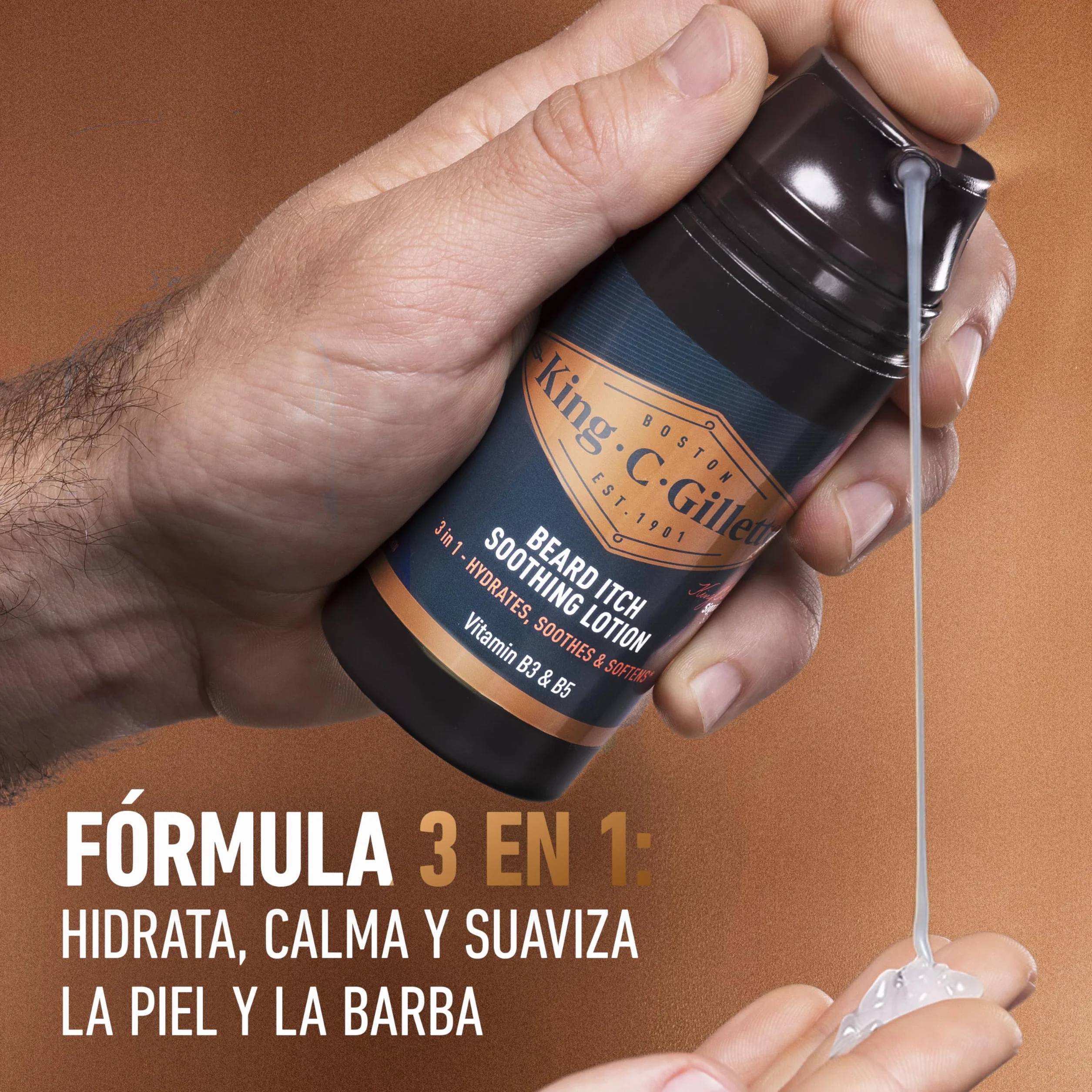 King C. Gillette Loción Calmante para Irritación de Barba, 100ml, con Vitamina B3 y B5