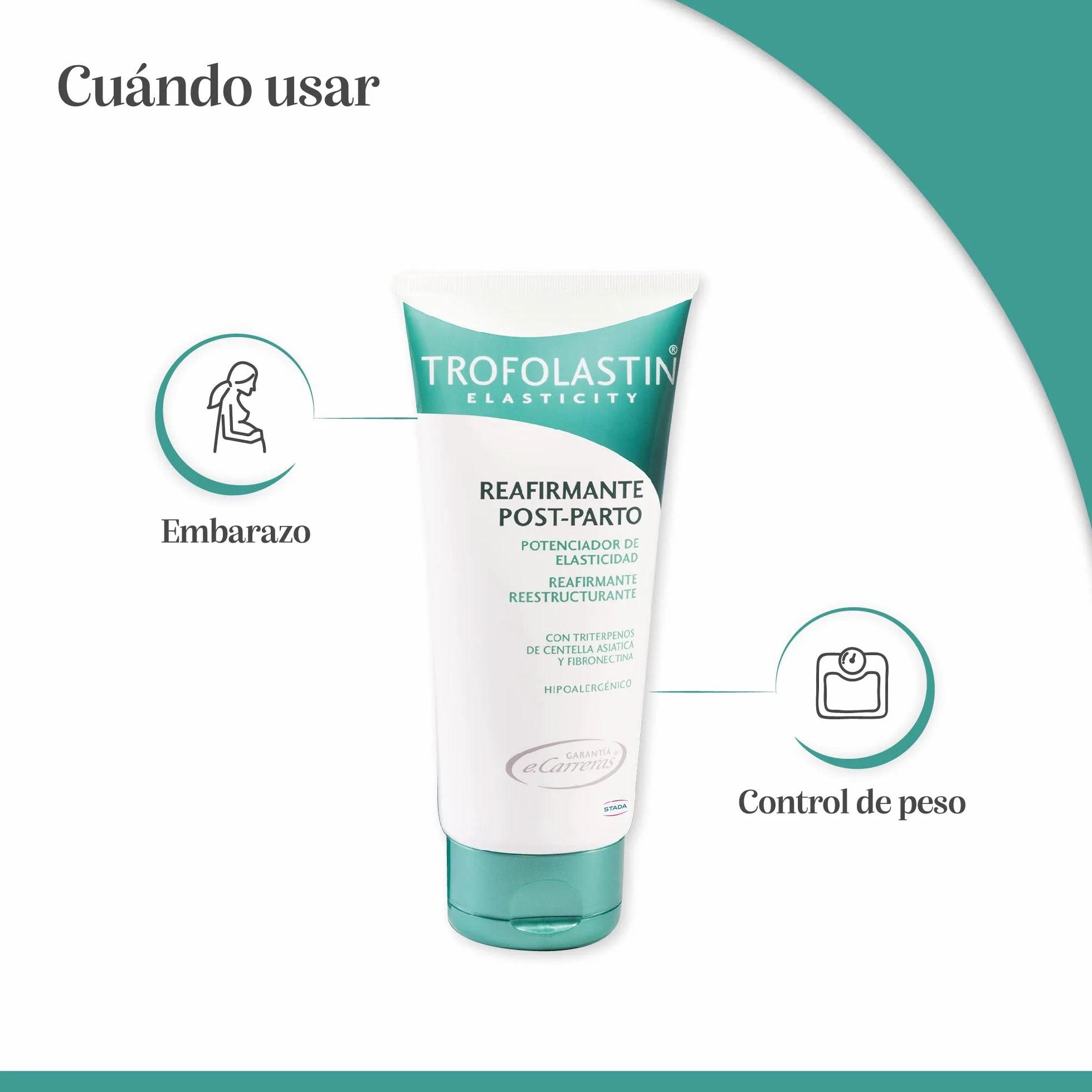 Trofolastin Crema Reafirmante Postparto con Colágeno y Centella Asiática, 200ml
