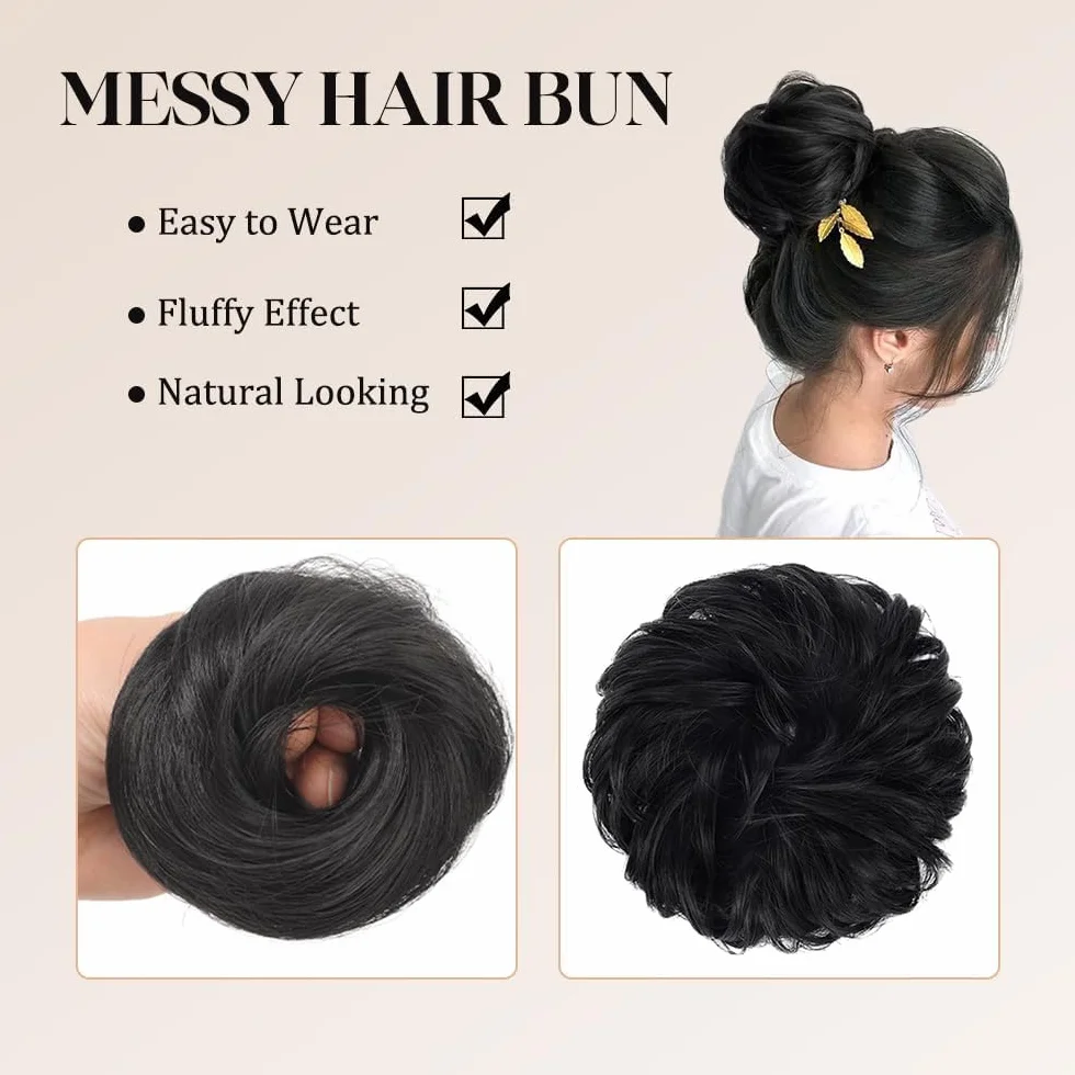 Peluca Mujer Extensiones Pelo Natural Clips Garra Flequillo Postizo Volumen (Negro)
