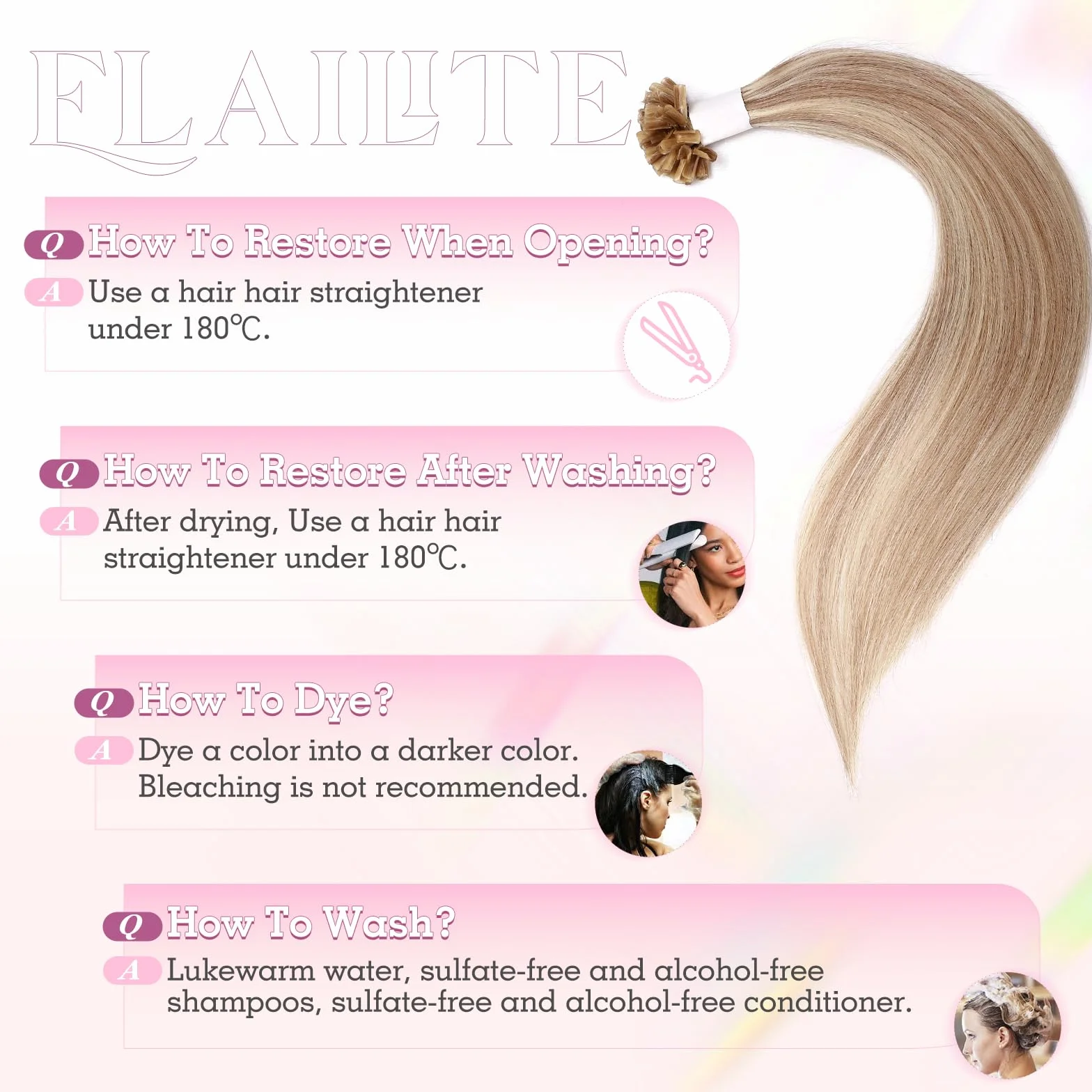 Elailite Extensiones Queratina Pelo Natural sin Clip Ash Rubio Mecha Rubio Muy Claro, 25 Mechas 25g U Tip Keratin Cabello Humano 40cm