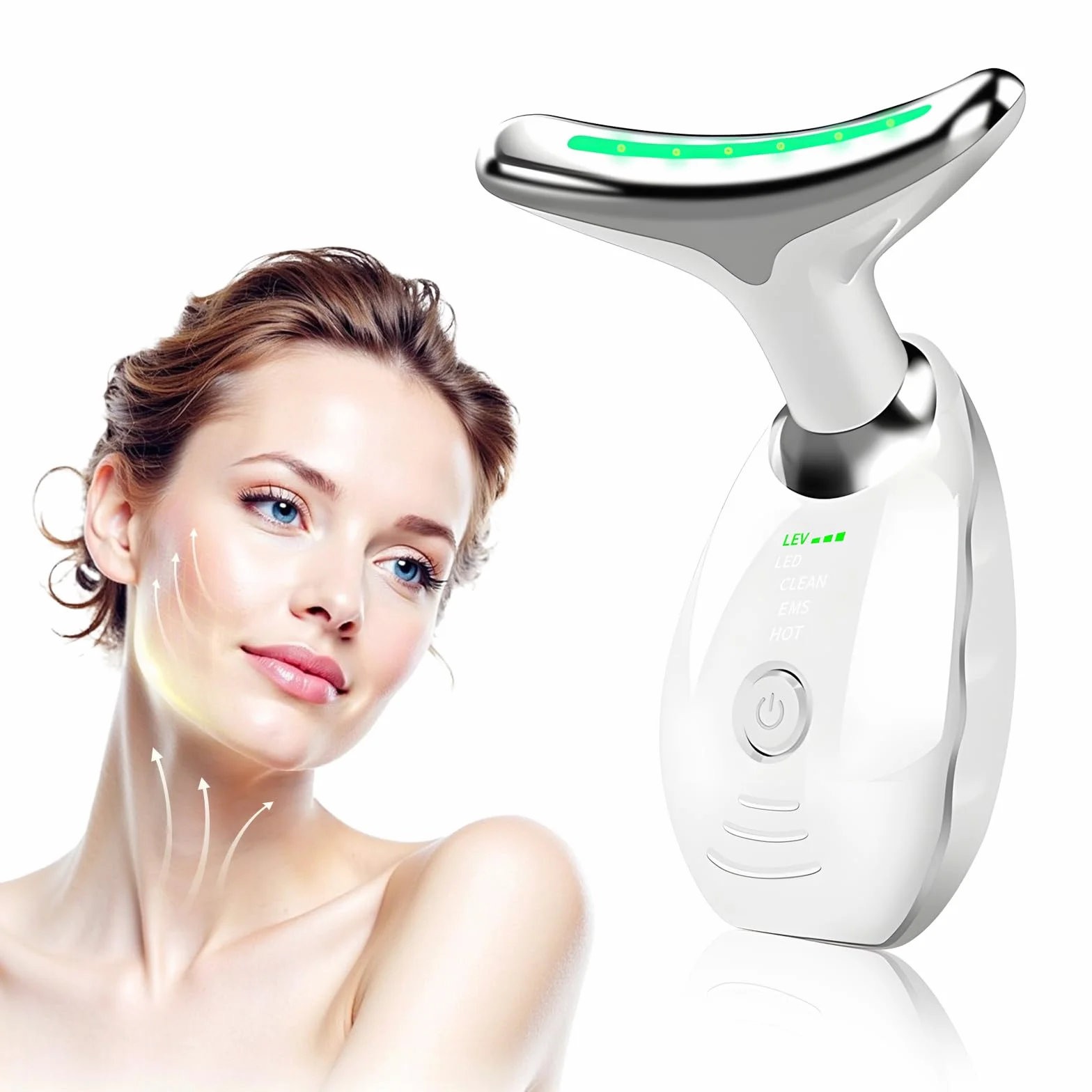 Journeyside Masajeador Facial Eléctrico Antiarrugas 3 Modos LED 7 Colores Calefacción 45℃ EMS Lifting Reafirmación