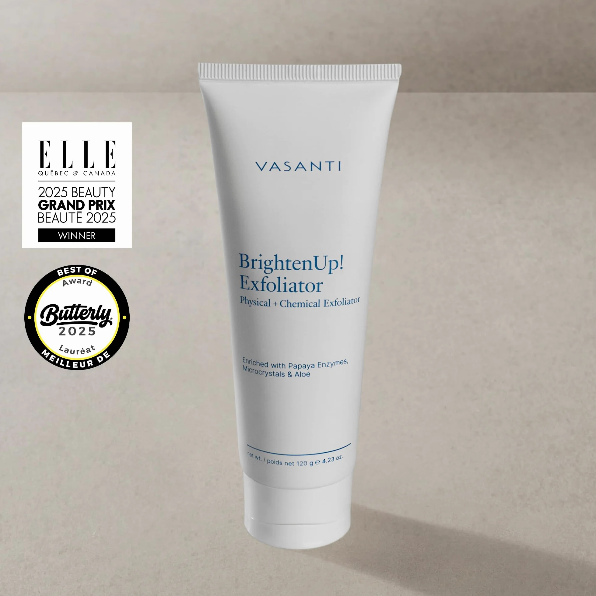 Vasanti Cosmetics Brighten Up. Enzymatic Face Rejuvenator with Microderm Exfoliating Crystals – Treats Dull, Uneven Skintone
