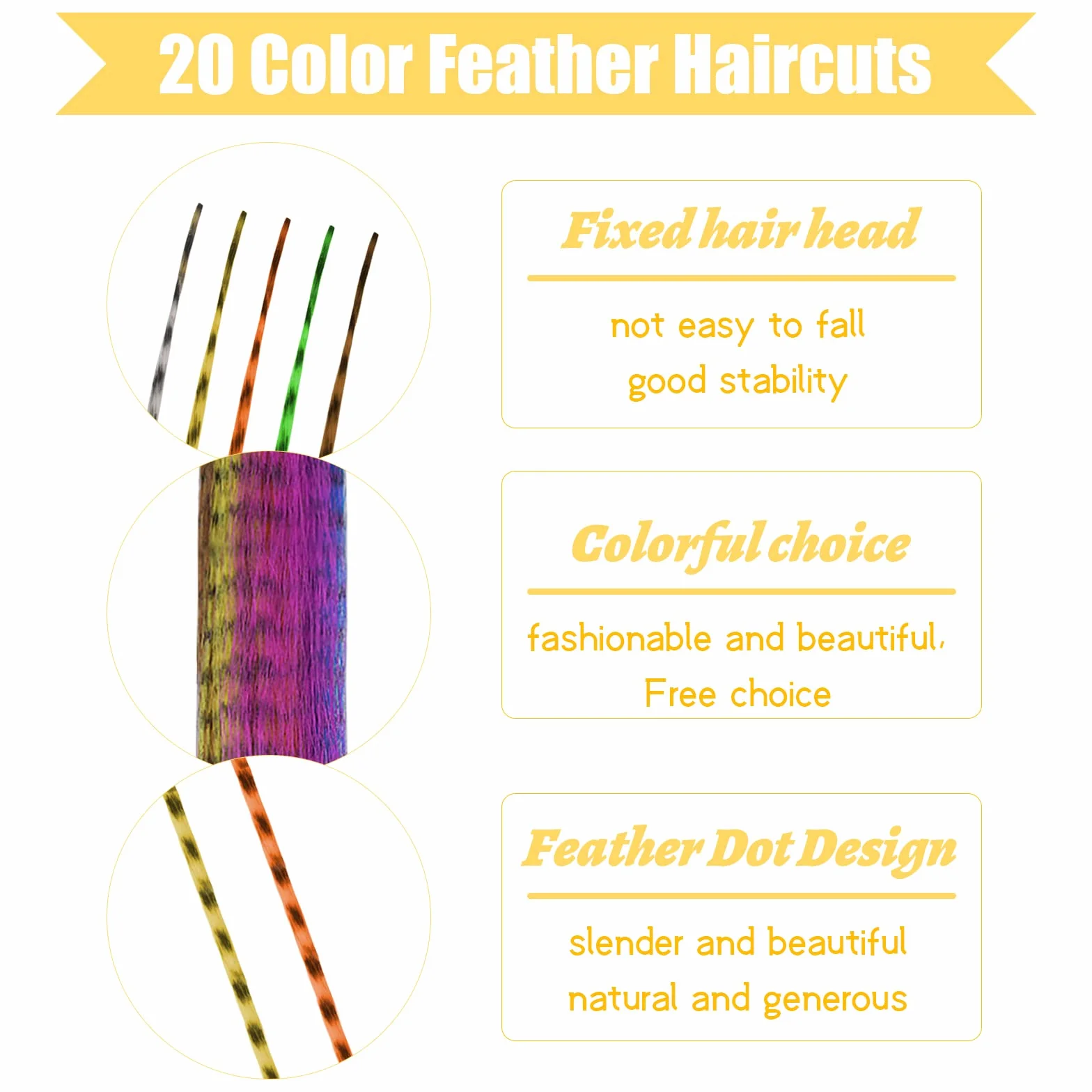 Extensiones de Pelo Plumas, Kit de Extensión con Cuentas para Mujeres - Cabello Sintético de Colores