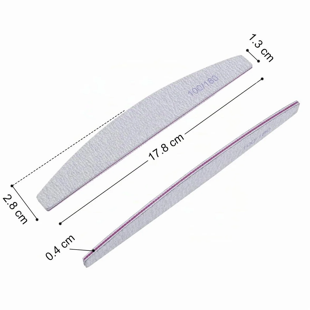 Lima de uñas profesional 100/180 grano lavable 16 unidades doble cara para salón