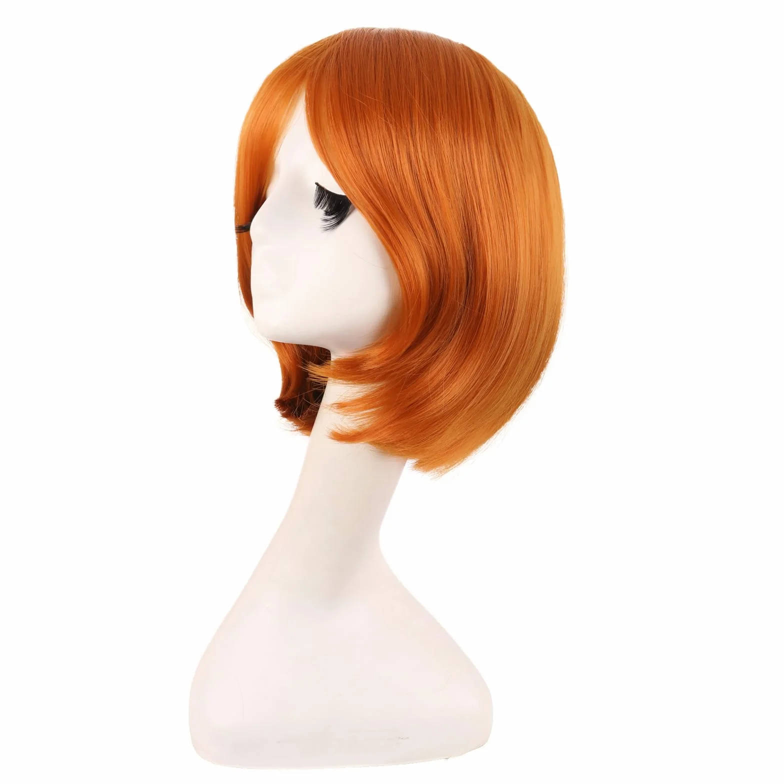 MapofBeauty 30 cm Heat Resistente Peluca Corto Lacio Ligero Naranja