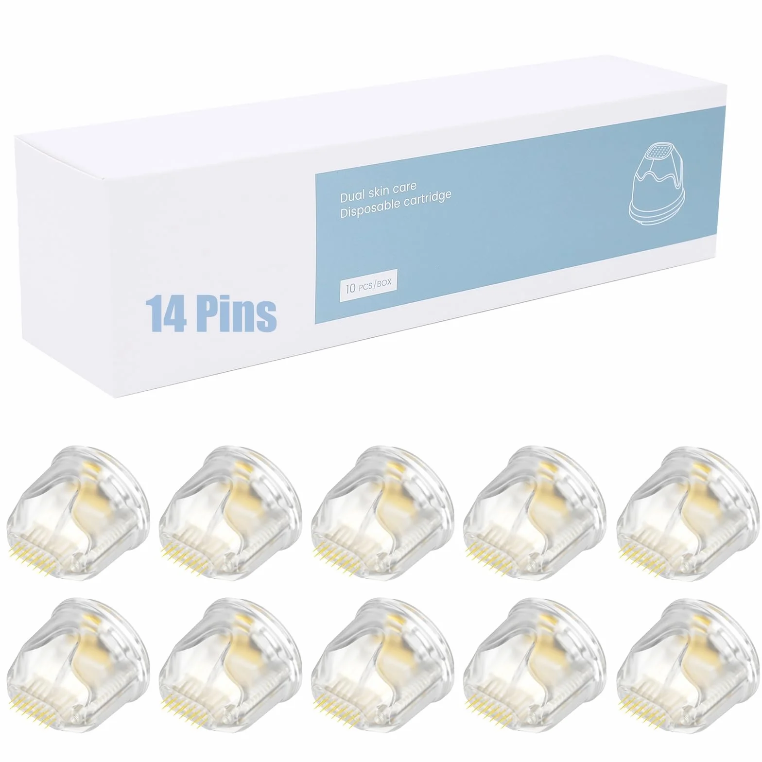 Bestauty Bio Pen Q2 Cartuchos 14 Pins 10Pcs Agujas de Tinta de Repuesto para Cicatrices de Acné