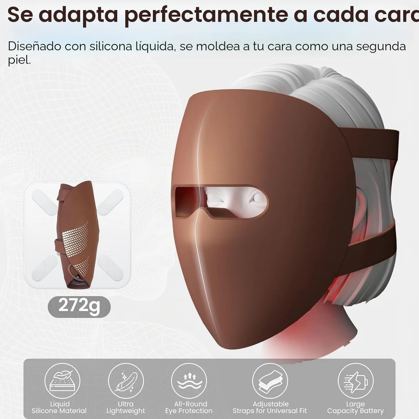 IMICHI Máscaras de silicona LED para el rostro con terapia de luz, 320 piezas de LED, máscara de terapia de luz de 4 colores para antienvejecimiento, rejuvenecimiento, reafirmación, máscara de luz
