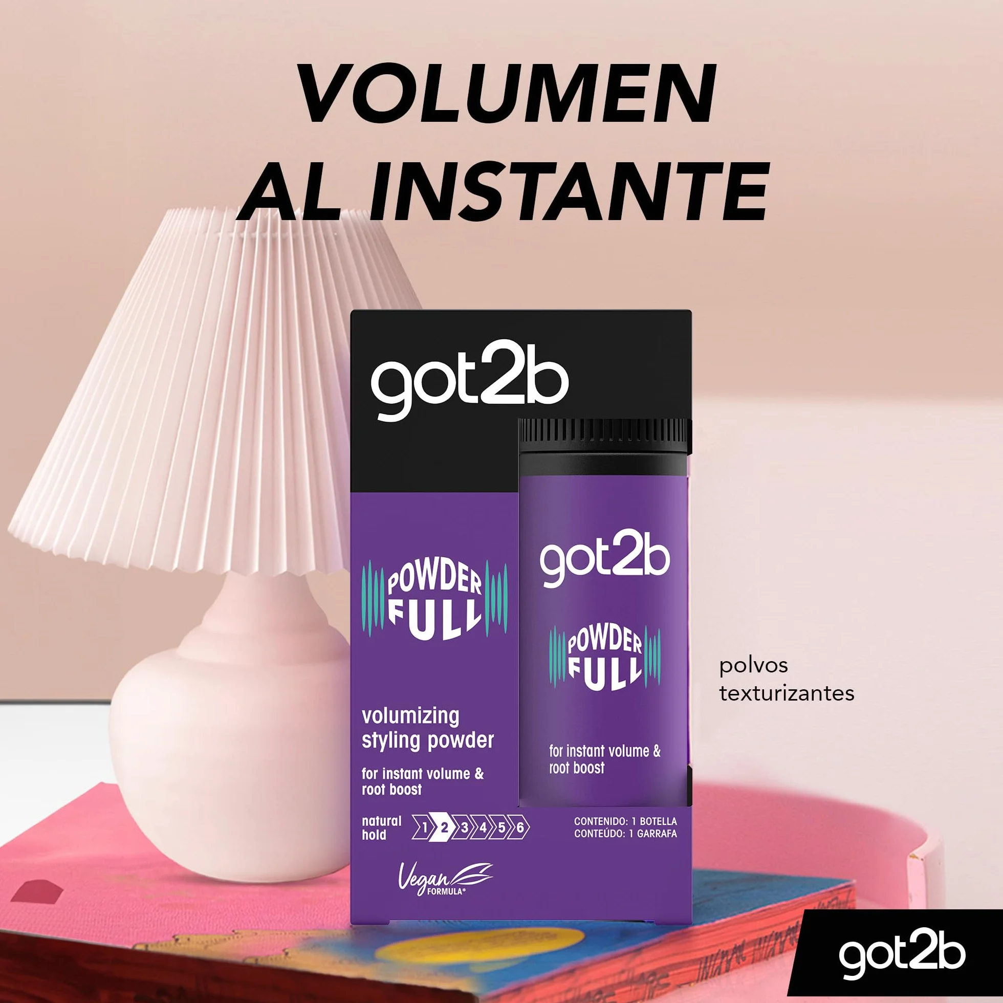 Got2B Polvo Texturizante Volumen Powderful 10 g, polvos de volumen instantáneos, fijación media, texturizador cabello acabado natural