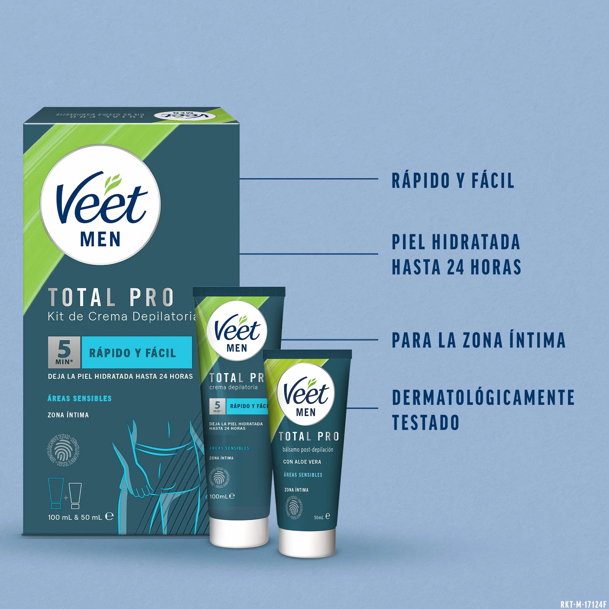Veet Men Kit Depilación Zonas Íntimas Crema Hombre Bálsamo Post-Depilación 2 Piezas