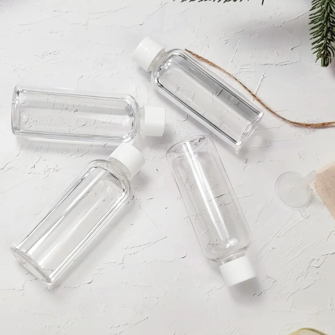 Botellas de Viaje Recargables 100 ml Plástico Transparente con Tapas de Rosca