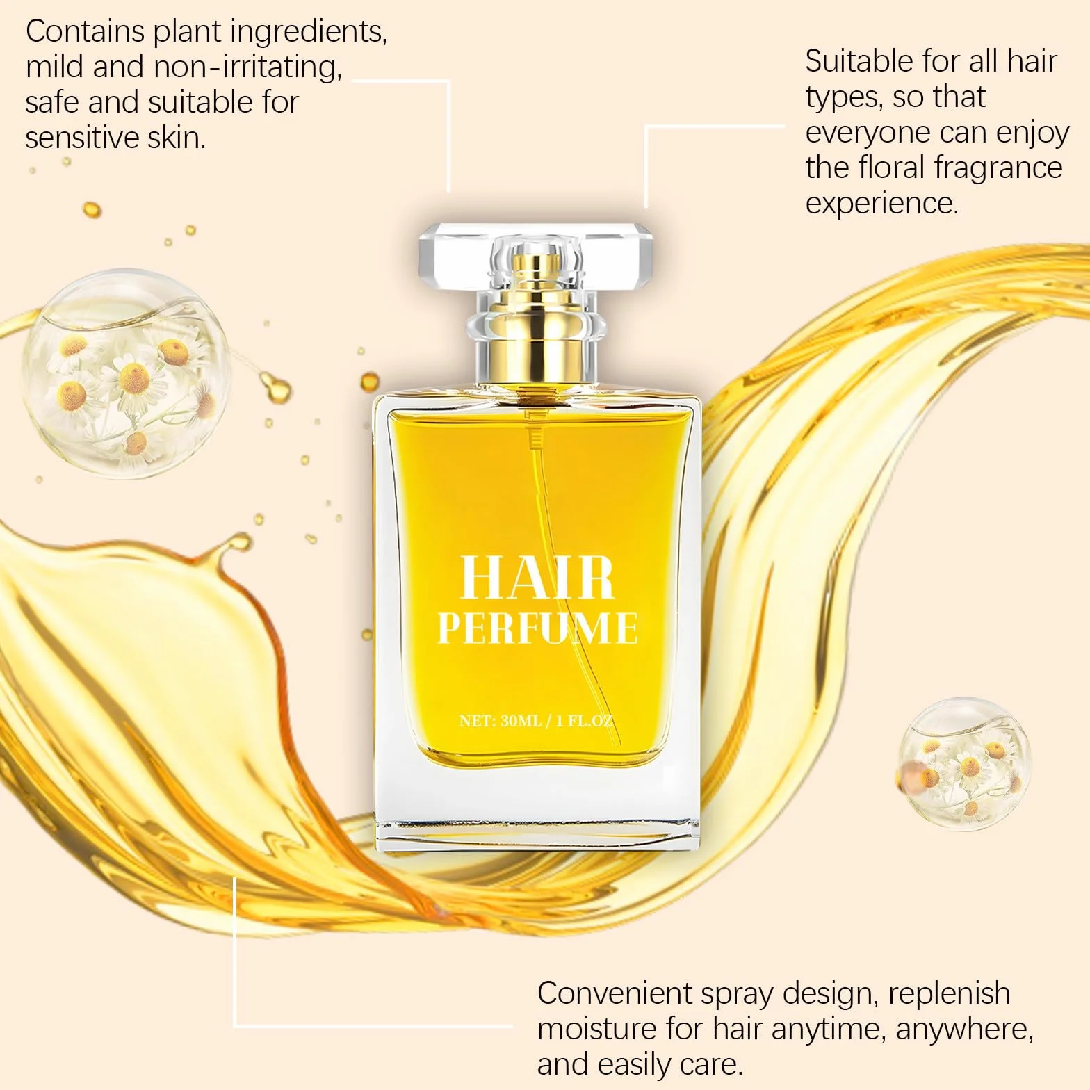 Perfume para el cabello con feromonas para mujeres, aceite esencial spray seco, frescura instantánea sin grasa (2 unidades)