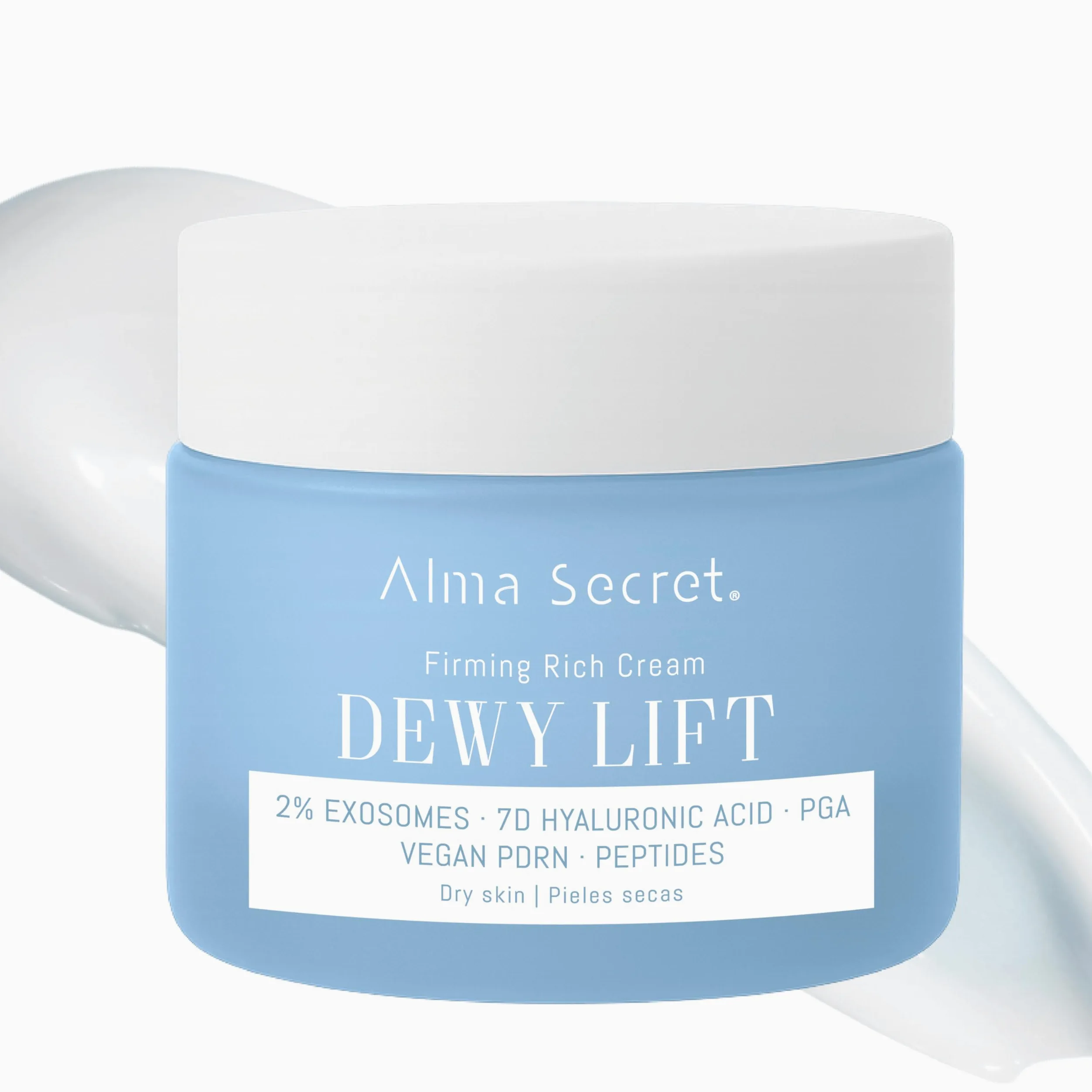 ALMA SECRET | Dewy Lift Rich Firming Cream | Crema de día reafirmante, redensificante e hidratante con 2% Exosomas, PDRN Vegano, 7D Ácido Hialurónico y PGA | 50 ml (Piel seca)