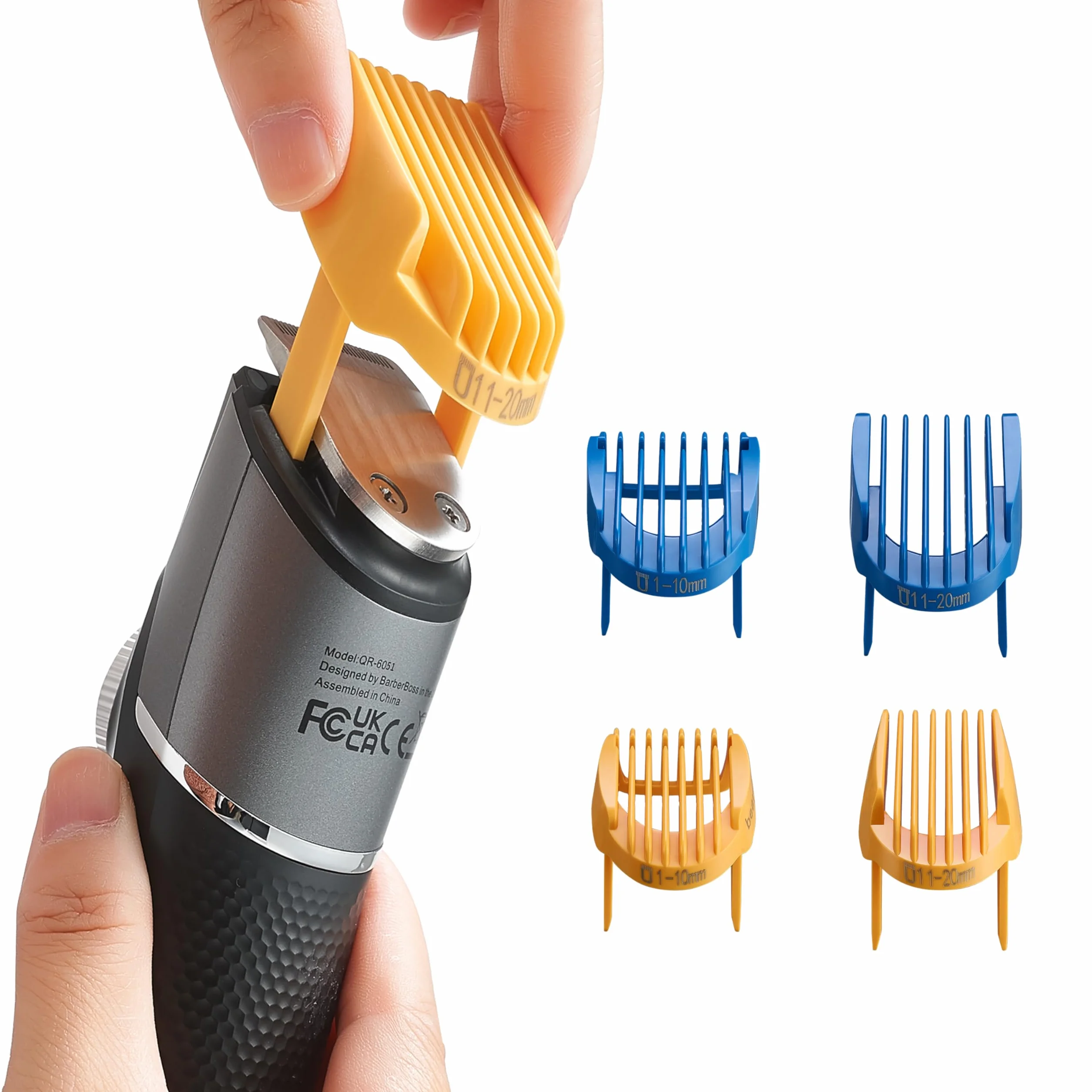 Barberboss Recortadora de barba y cabello 3 en 1 inalámbrico con cuchillas de cerámica, resistente al agua
