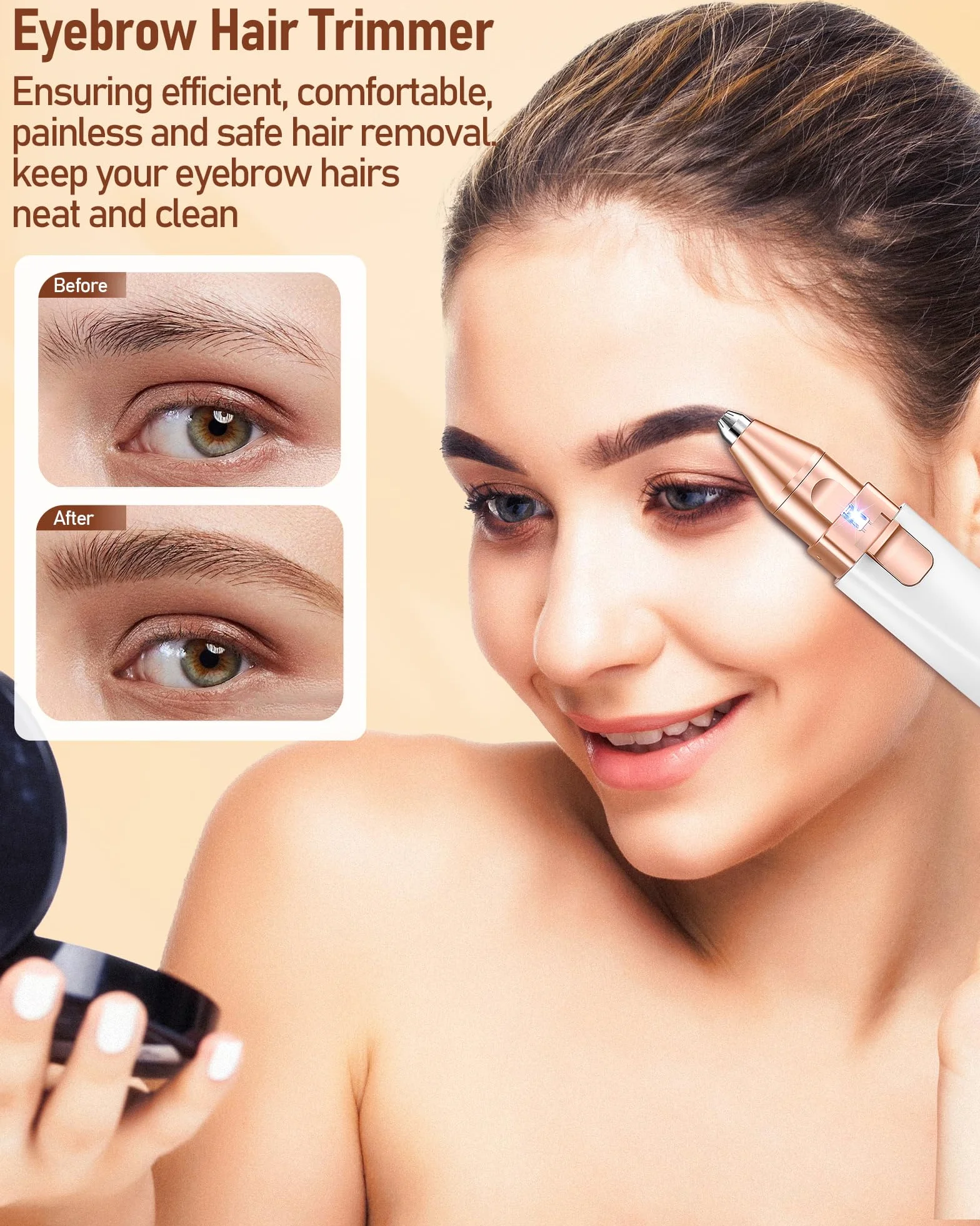 Rasuradora Facial Mujer recortadora de cejas electrica: iFANZETECH Rasuradora Facial Electrica Eliminar el Vello sin Dolor con Luz Smartlight Labio Superior, Barbilla, Mejillas y Cejas Regalo Mujer