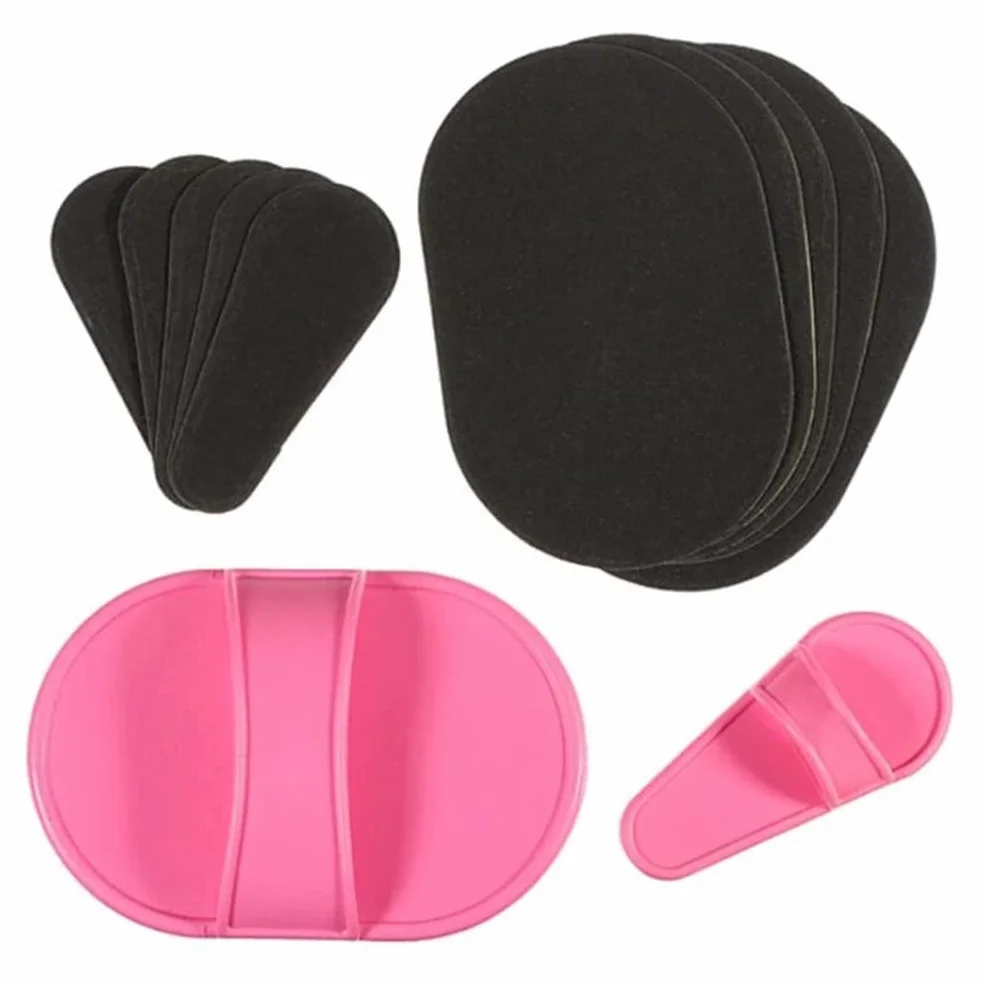 10 Piezas Set de Almohadillas de Depilación, Guante Depilatorio de Eliminar Vello de Manopla de Depilación de 2 Tamaños 8 Papeles de Lija Fino Negro de Exfoliación para Mujer Depilar labio de la cara