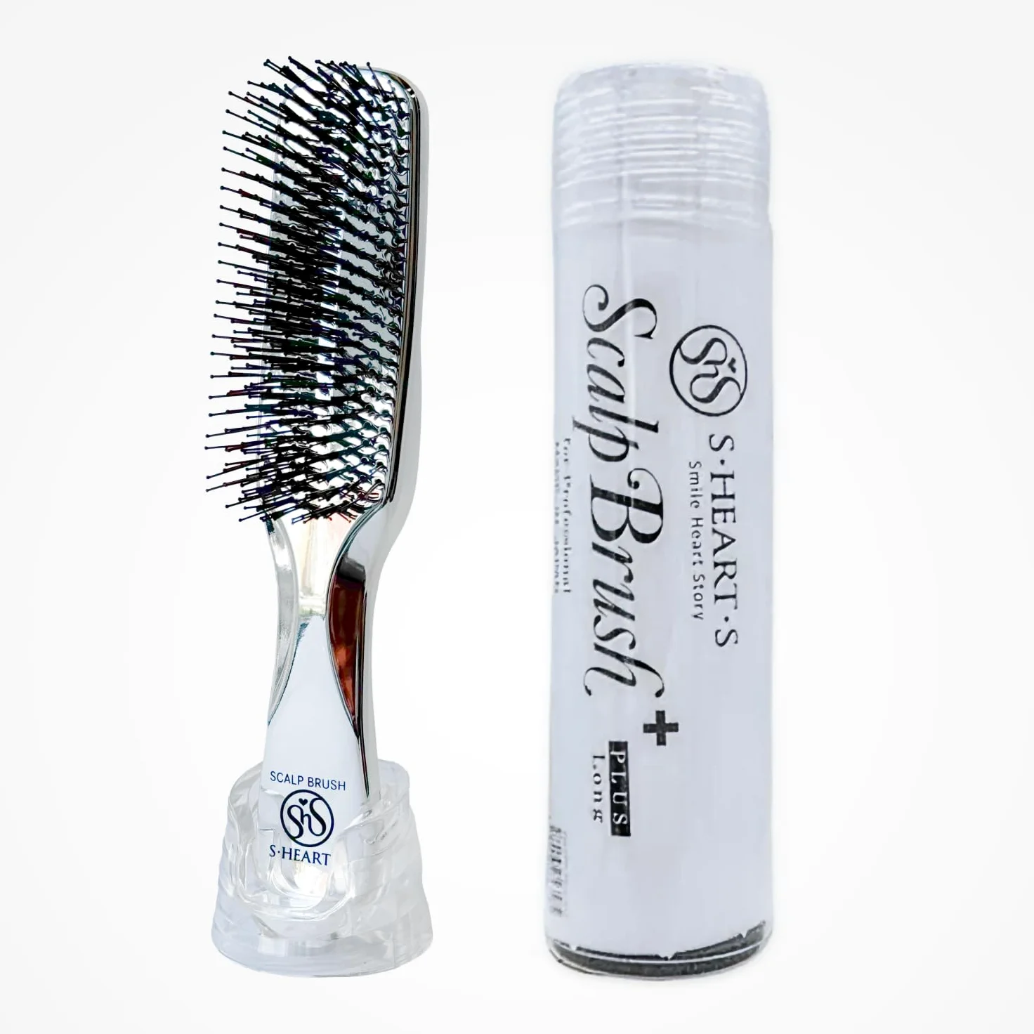 S-HEART-S Scalp Brush Plus Long Silver