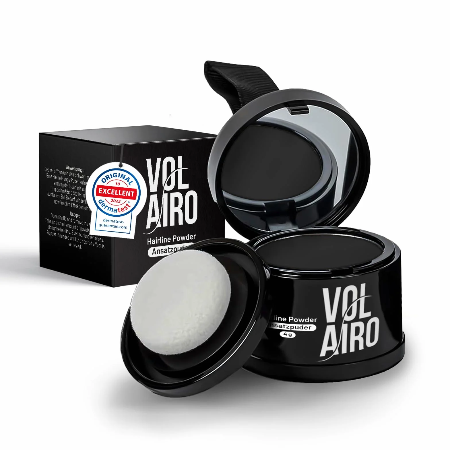Polvo para raíces negro 4g cubre raíces visibles canas maquillaje resistente al agua