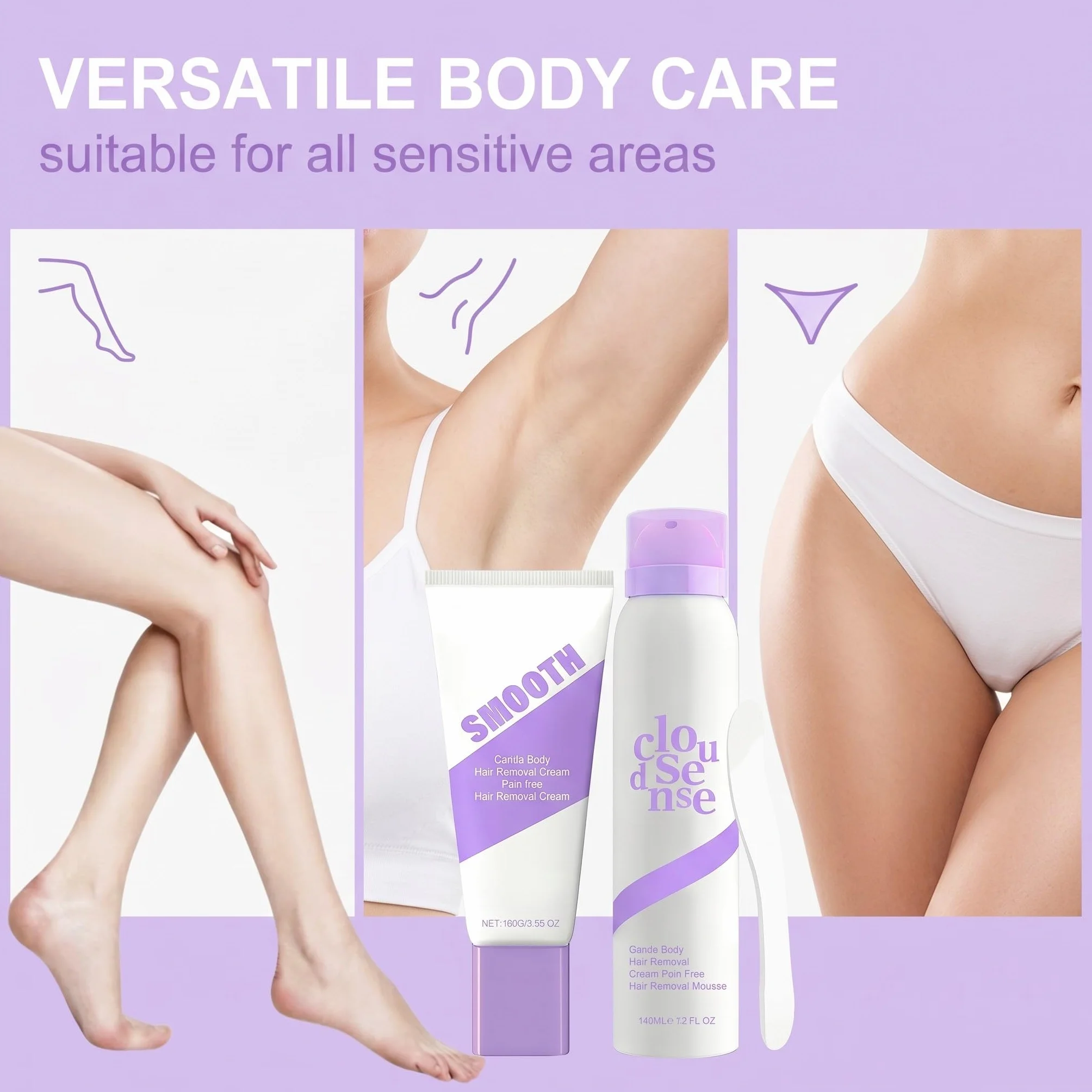 kit de depilación suave espuma depilatoria 140 ml crema depilatoria 100 g espátula depilación indolora rostro axilas zonas íntimas