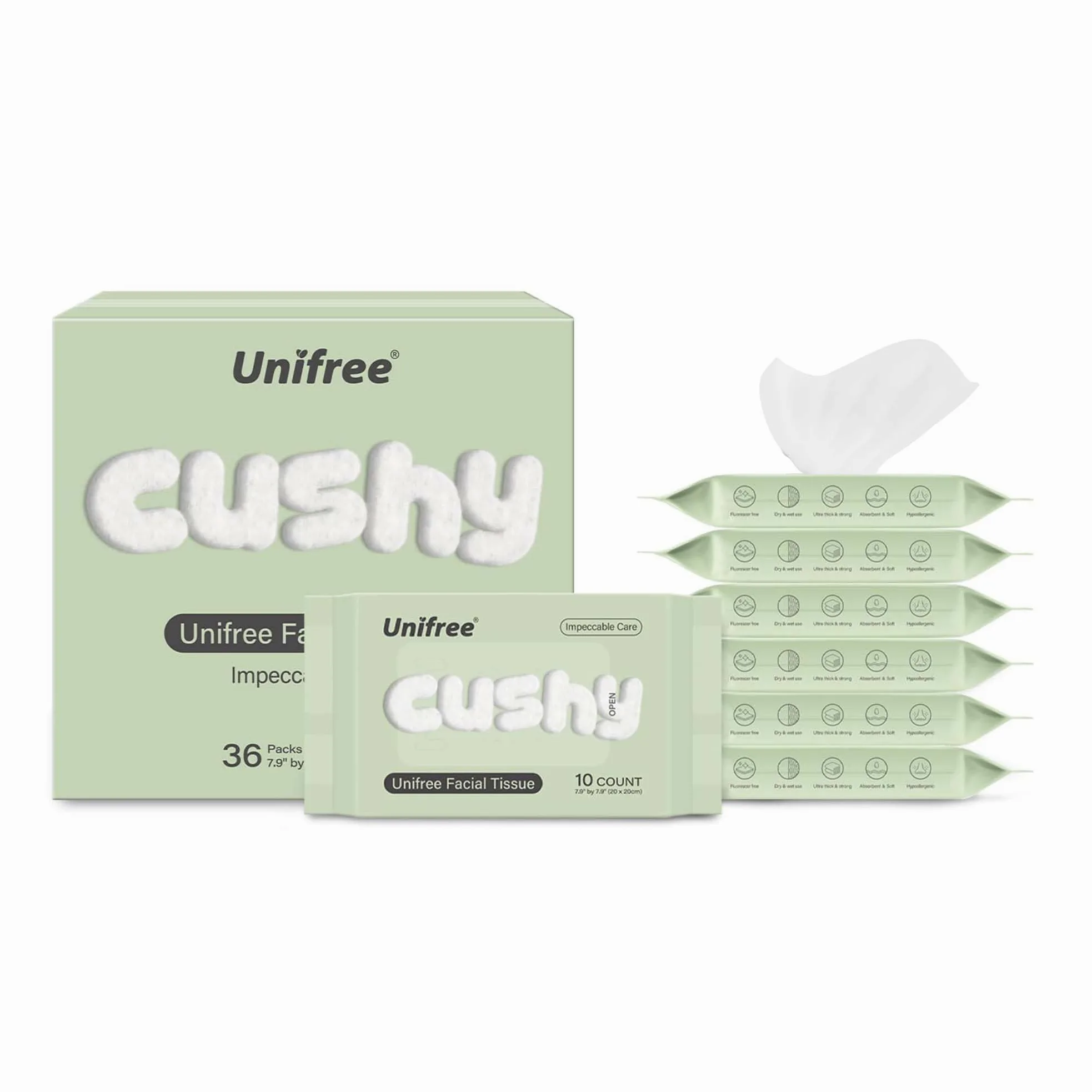 Unifree Toallas faciales, toallitas secas, removedor de maquillaje, sobre la marcha, 360 unidades | Toallitas faciales desechables para pieles sensibles