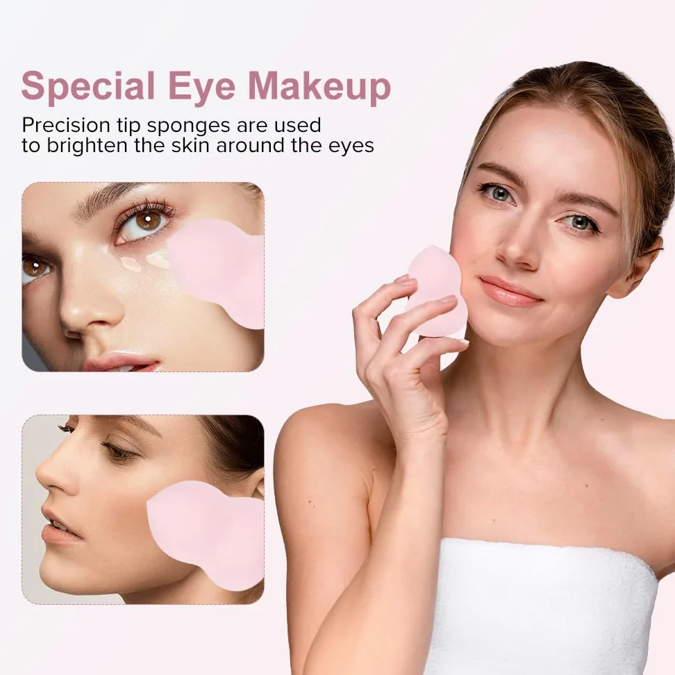 Juego de esponjas de maquillaje, 3 esponjas de mezcla de maquillaje, esponjas de belleza, esponja de base para base natural, esponja de maquillaje multicolor, espuma sin látex