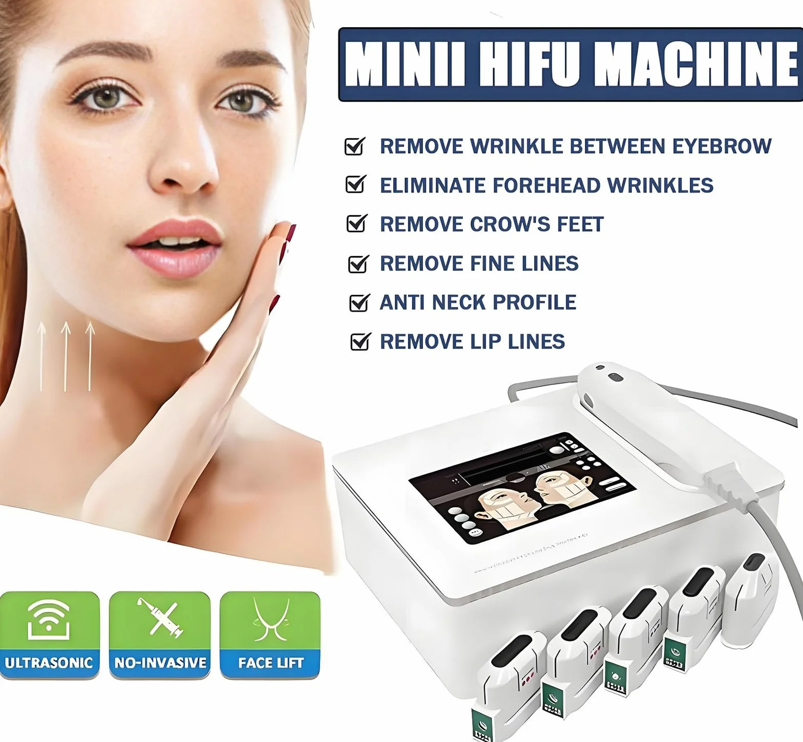 Profesional Dispositivo Hifu 7d 5 Profundidades Ajustables (1,5-13 Mm) Para Lifting Facial Y Corporal Antienvejecimiento