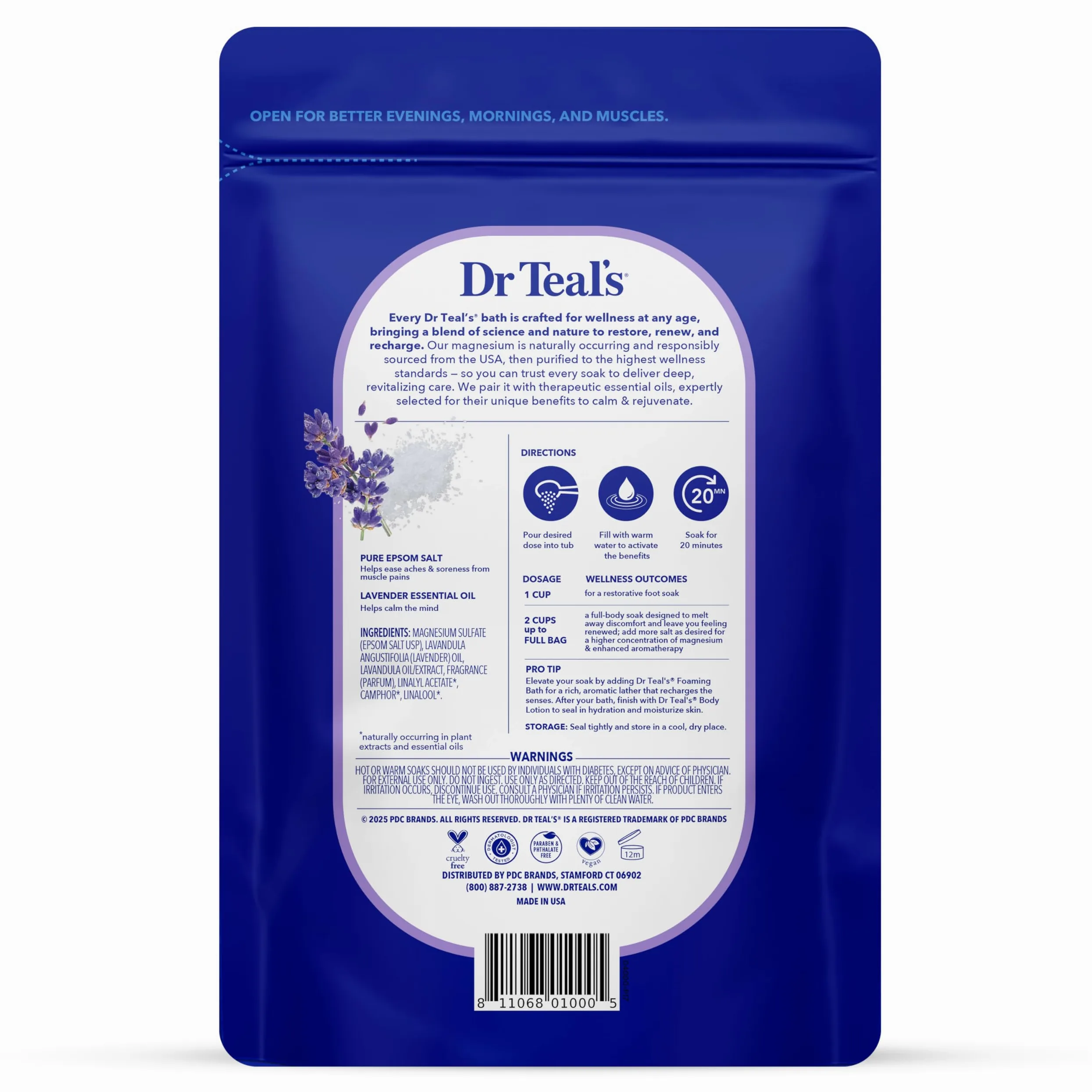 Dr Teal's Pure Epsom Salt, Soothe & Sleep with Lavender, 3 lb (Pack of 4) (Packaging May Vary)