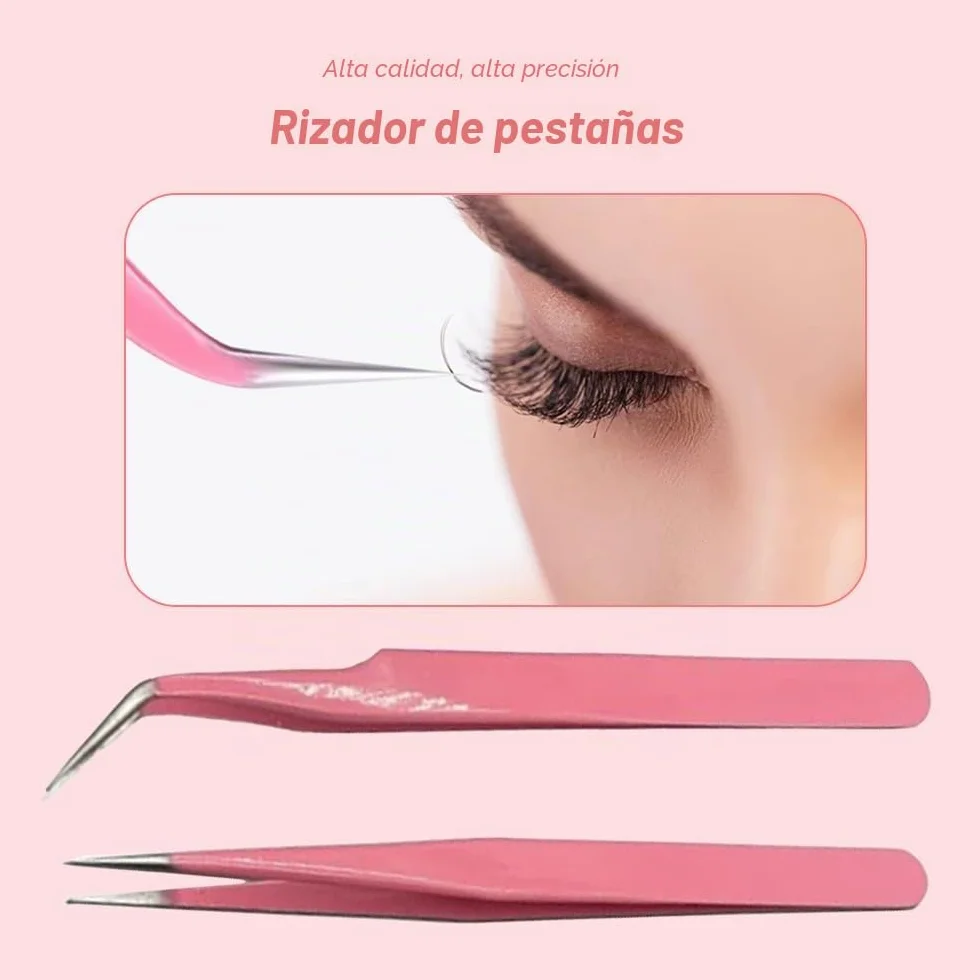 Pinzas para pestañas, 2 pinzas de extensión, punta puntiaguda, rectas y curvadas, de precisión