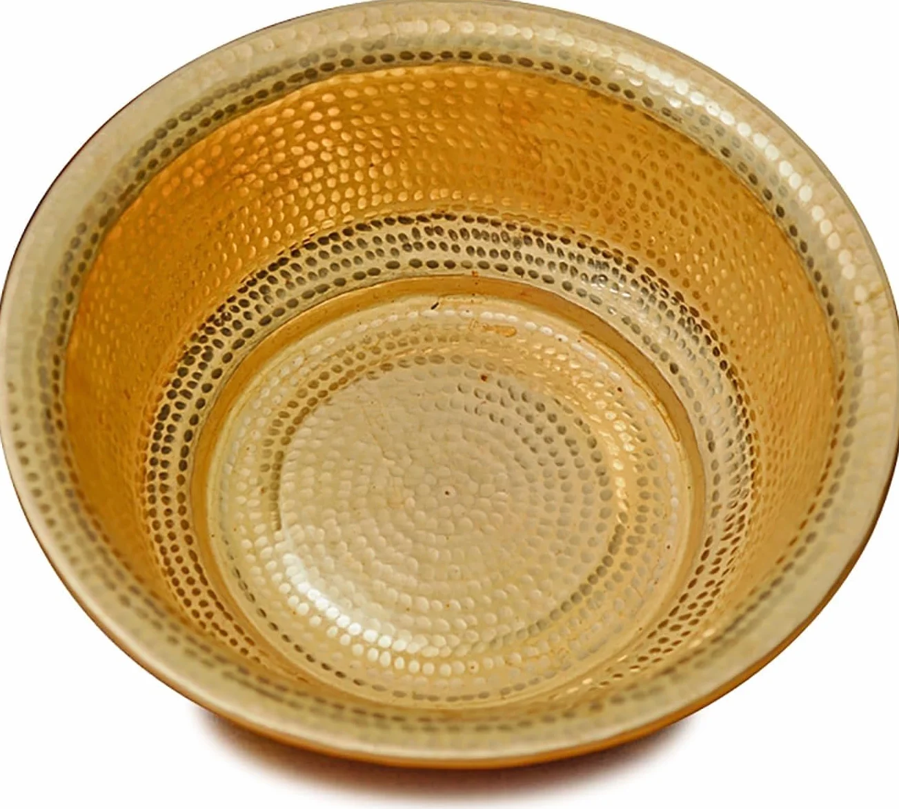 Palangana de Cobre Puro Martillado a Mano, Capacidad 8-10 Litros, Cuenco Multiusos para Pedicura, Lavado Facial y Baño de Pies, Ideal para Bodas y Decoración del Hogar(Brass,38cm)