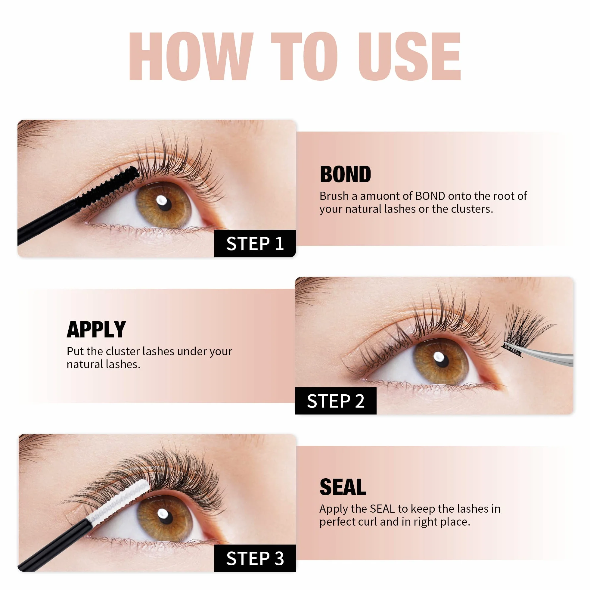 Gemerry Pegamento Pestañas Lash Bond and Seal 2 en 1 5ml+5ml Cluster para Extensiones