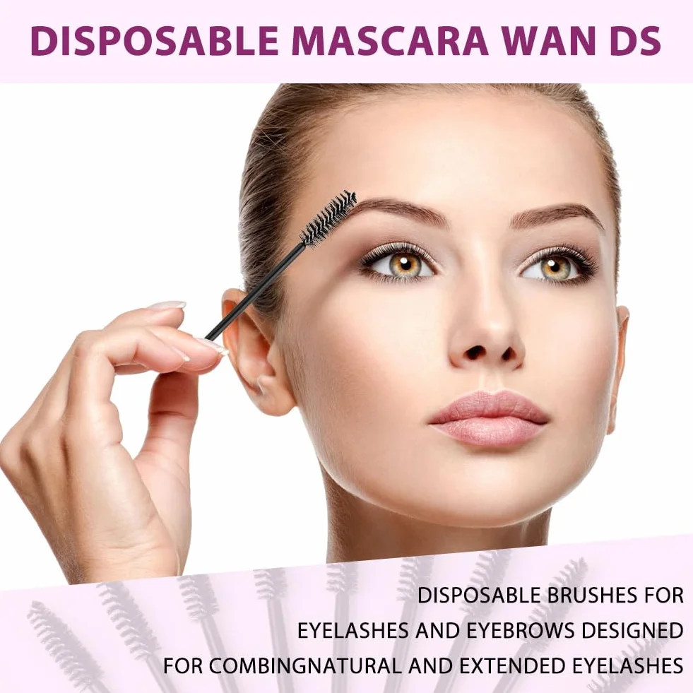 Desechables Cepillos de Pestañas 50 PCS para Extensiones, Máscaras y Maquillaje