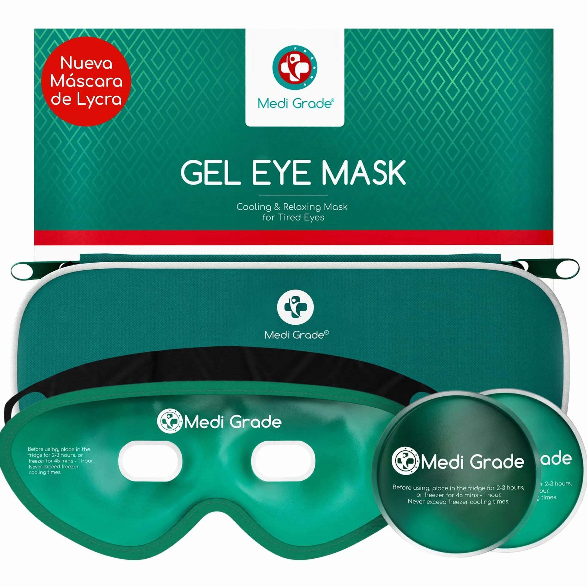 Medi Grade Antifaz de Gel Frío Reutilizable para Ojos, 2 Parches y Neceser