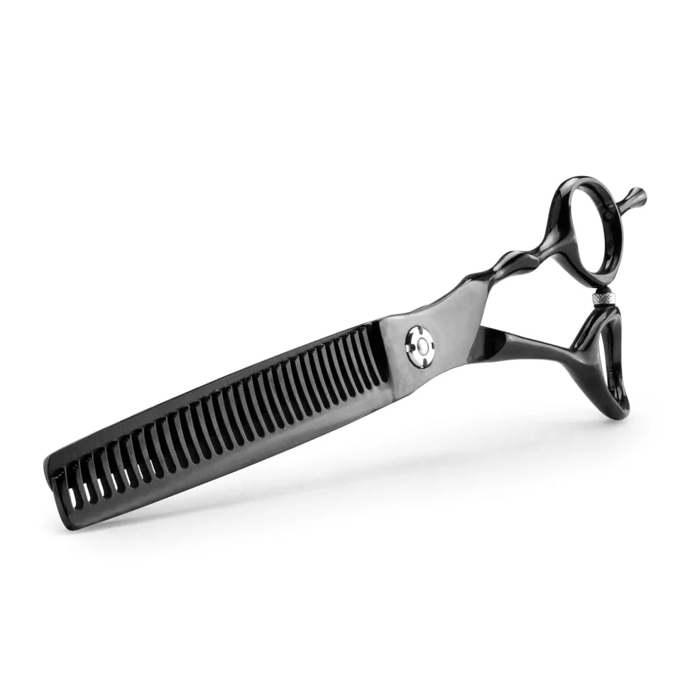 Kiepe 2814T30 Monster Cut Tijera profesional de entresacar 6 pulgadas con 30 dientes – Tijera negra de titanio con filo Convex Razor para control del volumen, Made in Italy