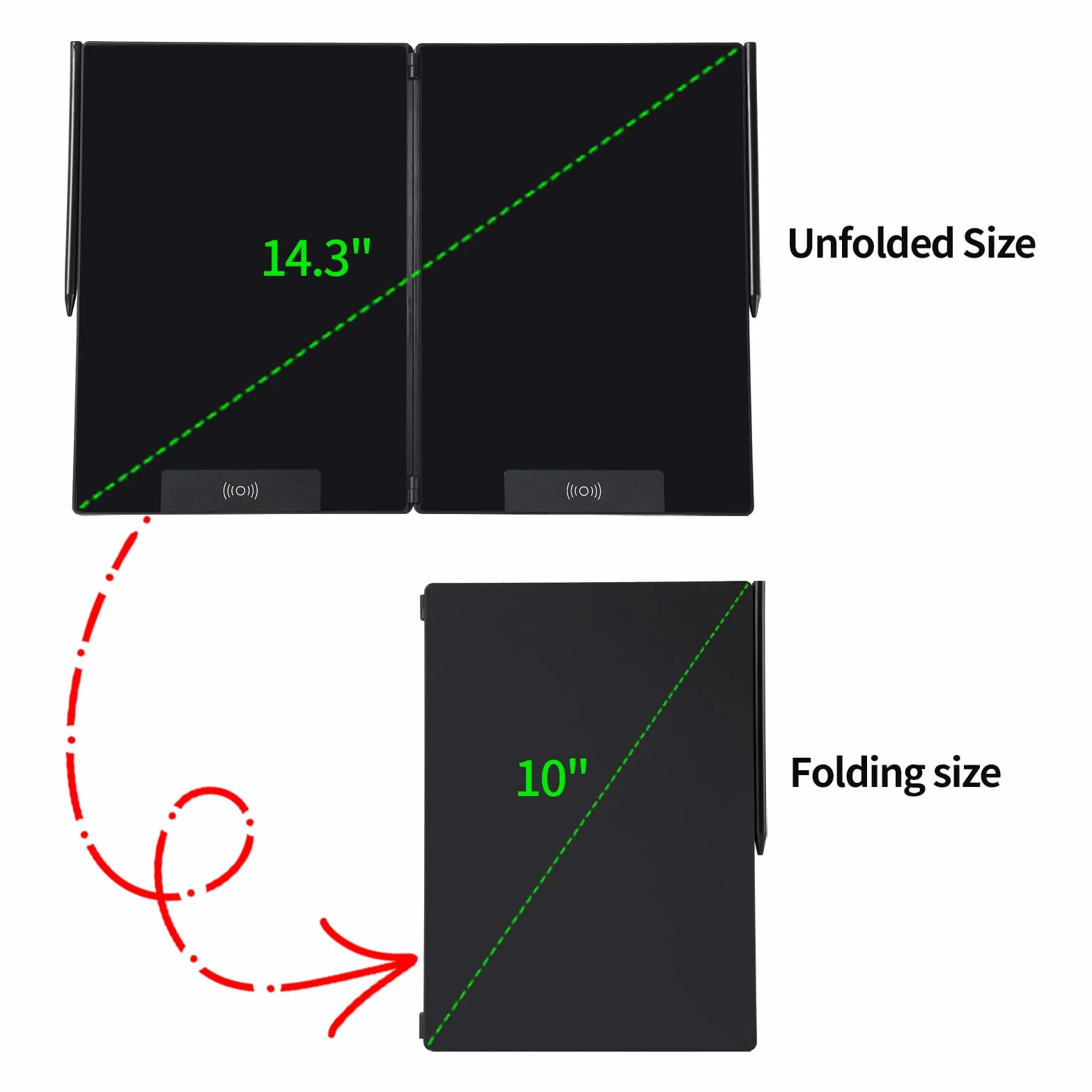 EMEBAY Tableta de escritura LCD 14,3 pulgadas plegable bloc de notas digital