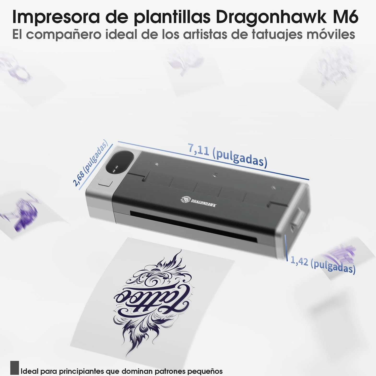 Dragonhawk A1 Pro Kit Máquina de Tatuaje Inalámbrica Rotativa 4.0mm Carrera Impresora de Stencil 20 Agujas para Principiantes