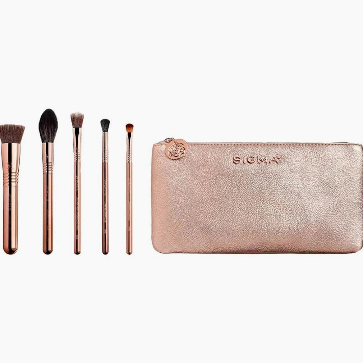 Sigma Beauty Iconic - Juego de 5 brochas de maquillaje y bolsa de maquillaje