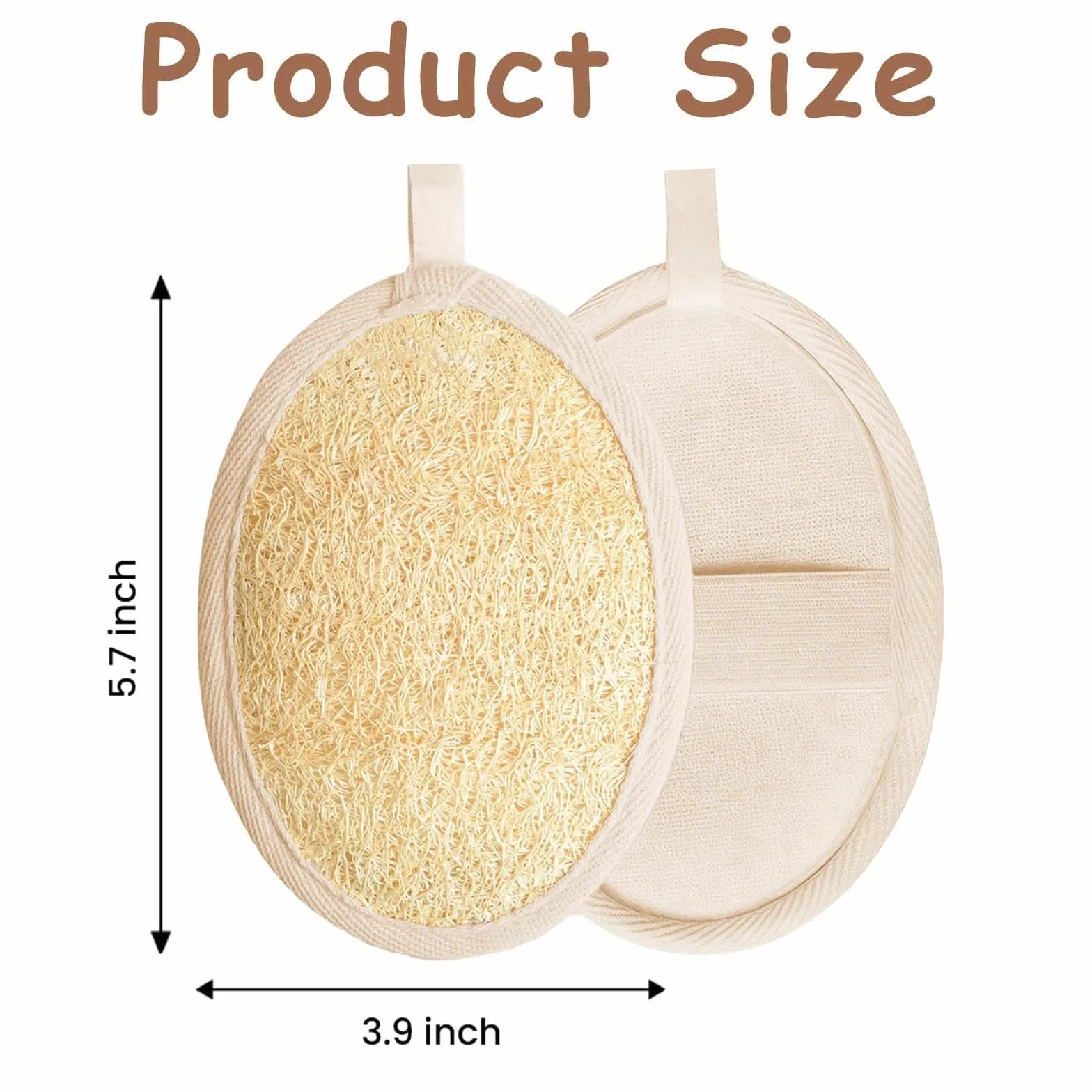 Esponja de lufa natural Purificador exfoliante corporal 3 piezas biodegradable baño ducha