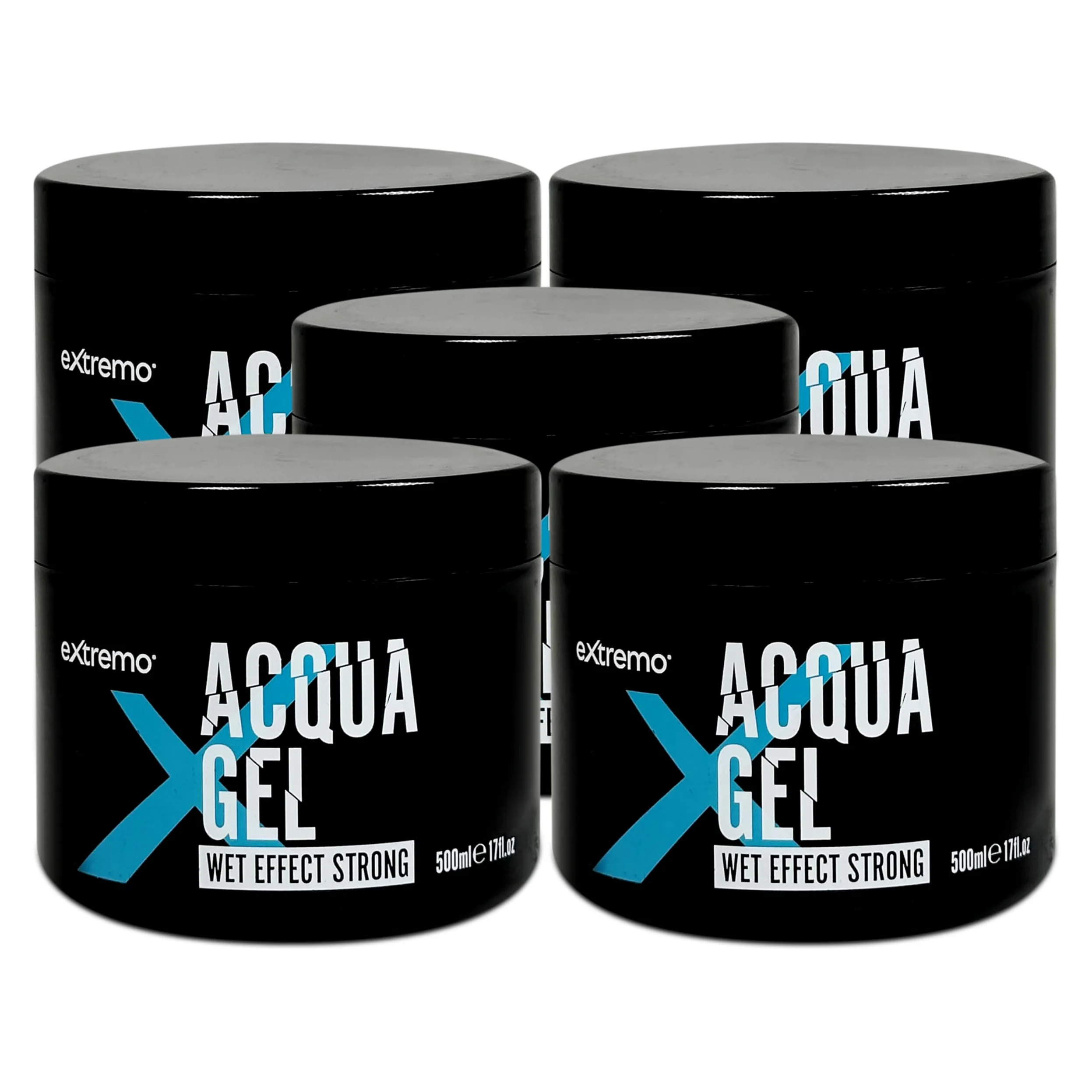 Gel Fijador Efecto Mojado 500 ml (5 Unidades) | Fijación Extra Fuerte y Sin Residuos para Todos los Cabellos – Brillo Húmedo Duradero
