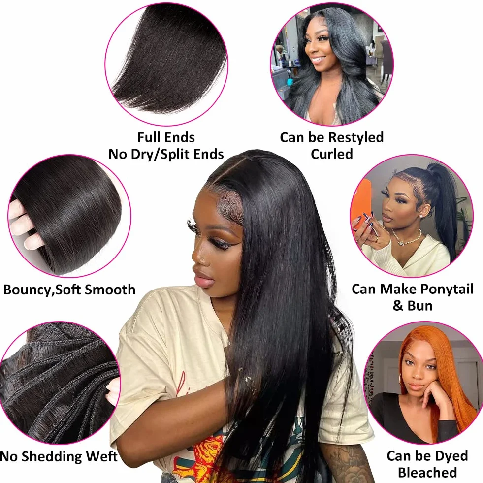 Extensiones de cabello humano brasileño virgen Subella 1 paquete 7A sin procesar trama de cabello humano 8 – 26 pulgadas