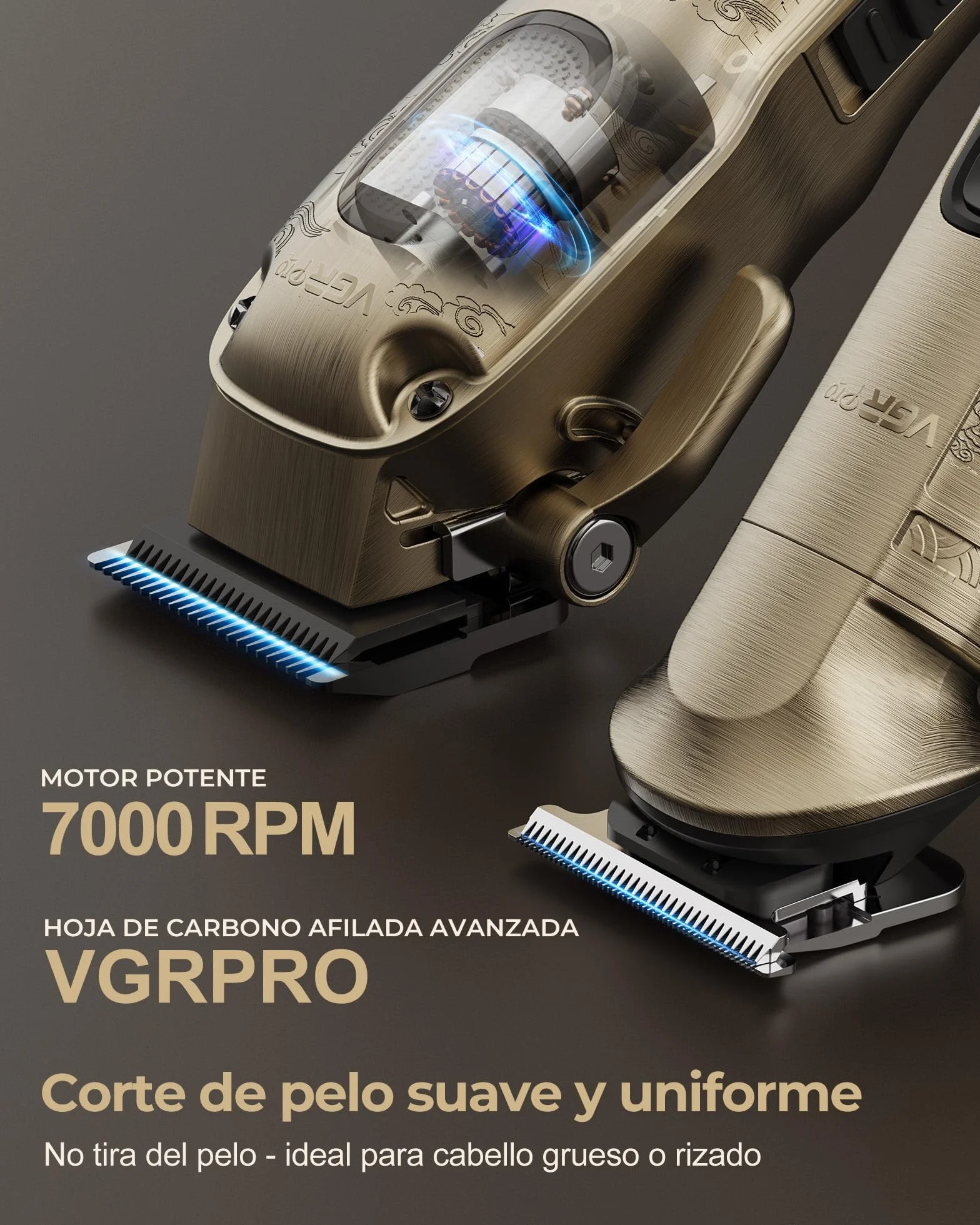 VGRPRO Profesional Cortapelos Hombre Inalámbrico Kit Cortadora de Pelo y Trimmer con Caja de Embalaje Dorado