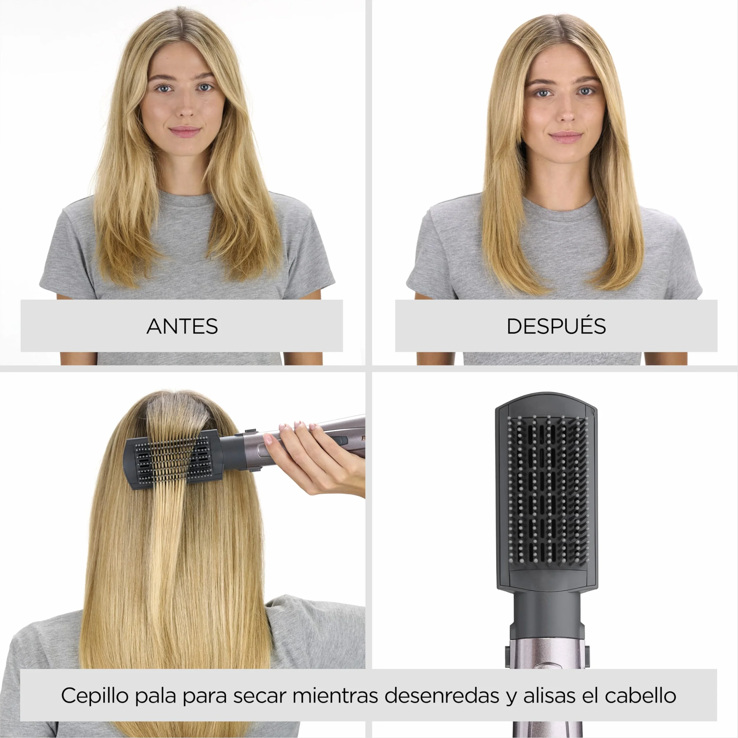 BaByliss Style 1000 Cepillo de Aire Secador de Pelo Todo en Uno 1000 W Iónico Antiencrespamiento 4 Accesorios