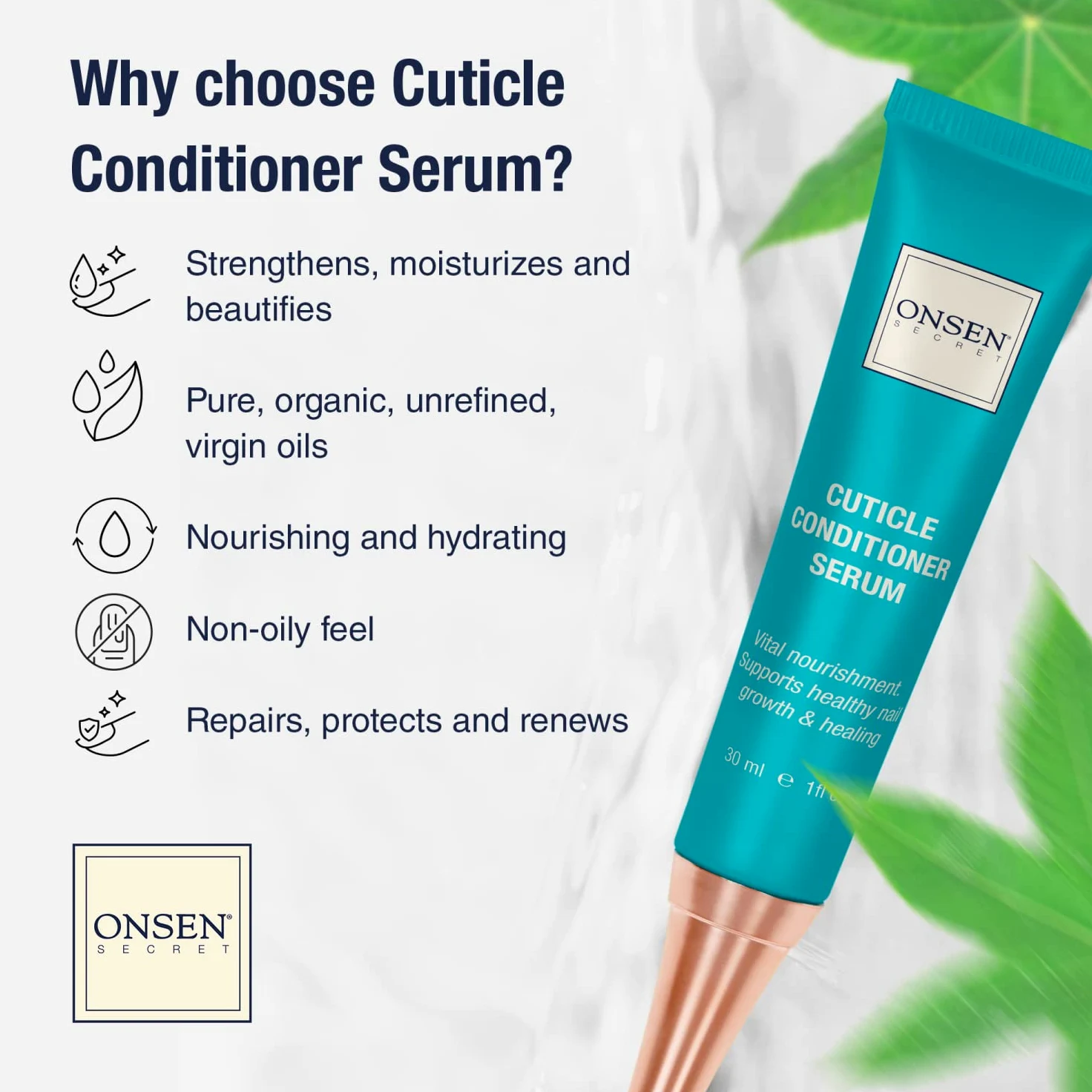 Onsen Crema para Cutículas, Aceite para Cutículas de Acción Profunda - Suero y Mantequilla de Cuidado de Uñas con Minerales Curativos Naturales Japoneses 2x30ml