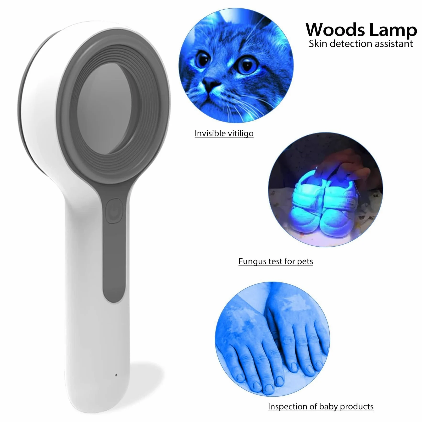 Analizador De Piel Con LáMpara Woods, Analizador De Aumento Profesional, Detector De Piel Recargable Para El Cuidado Del Hogar, 16 Fuentes De Luz Led, Sin Necesidad De Precalentar