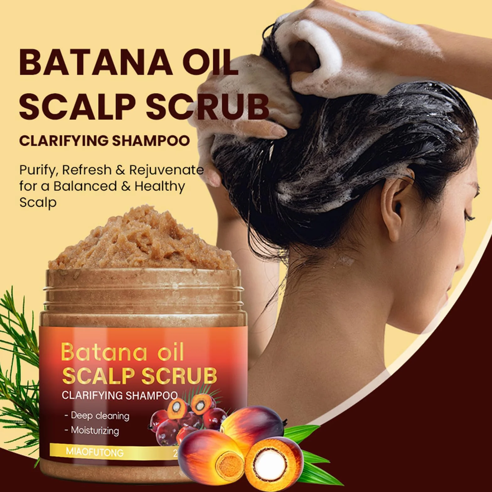 Exfoliante de Cuero Cabelludo con Batana Oil 250g Tratamiento Nutritivo para Cabello Dañado con Masajeador