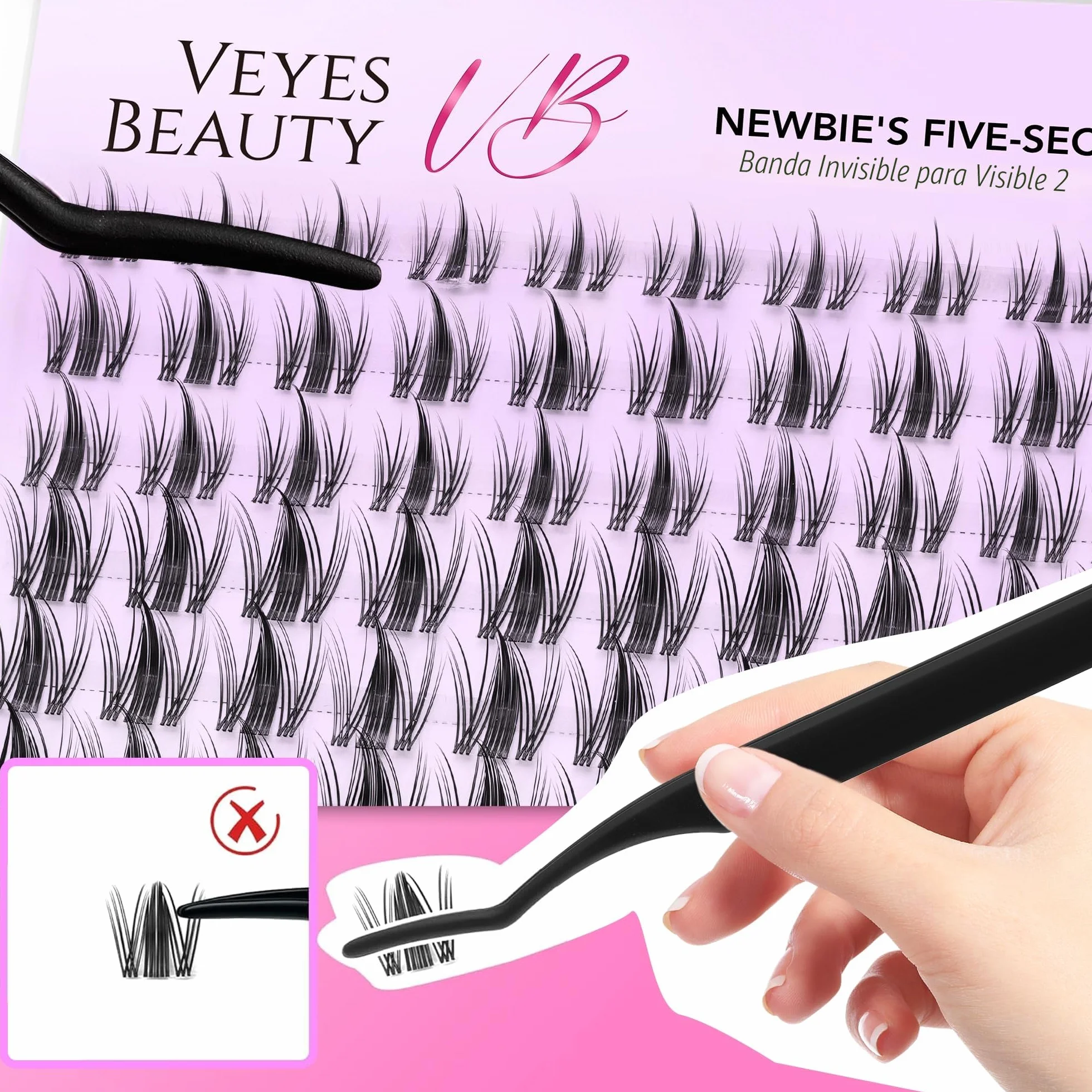 VEYESBEAUTY Pestañas Postizas Kit Five-Second Newbie's Pelo a Pelo Lash Cluster Individuales 8-18mm