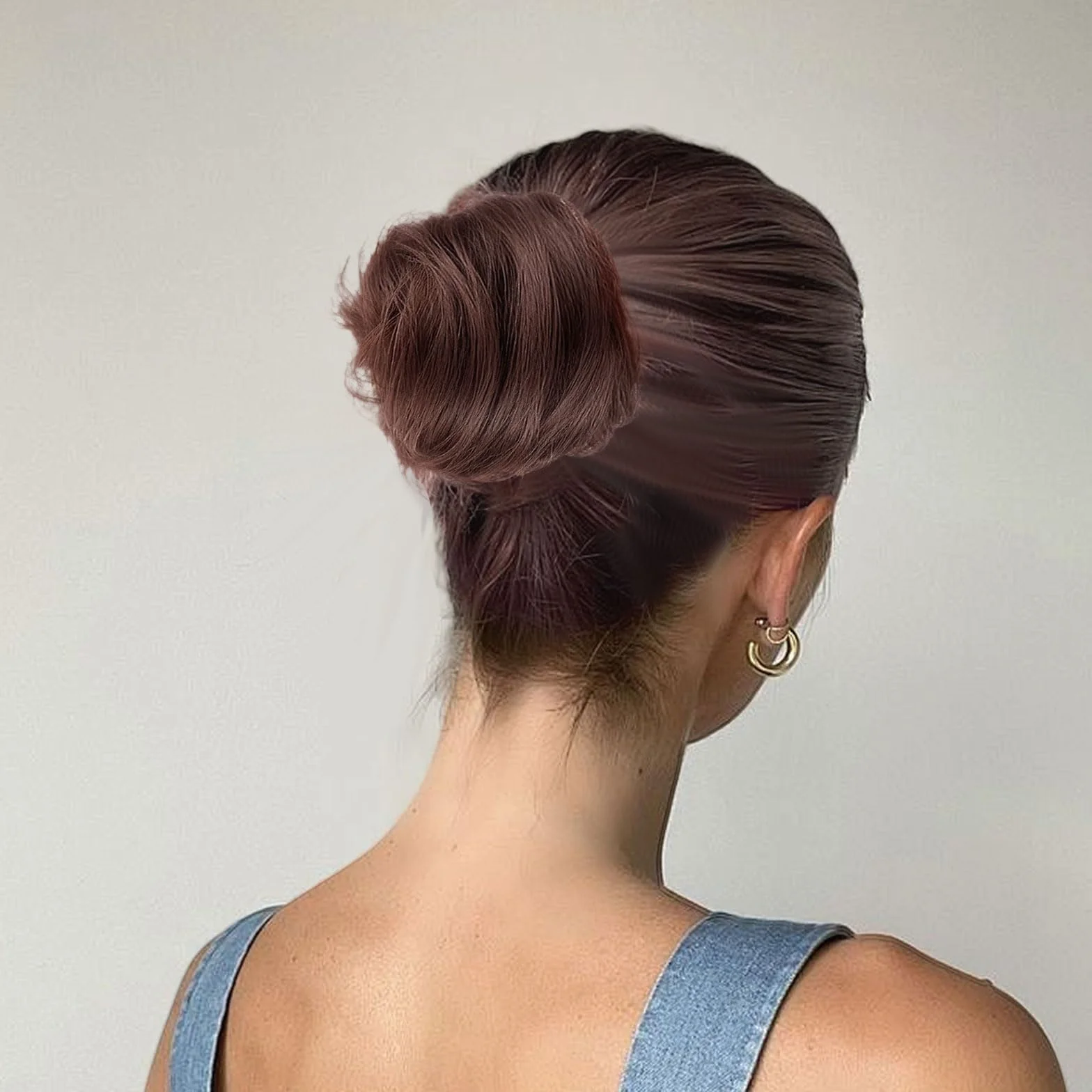 Coletero con goma para pelo moño fino falso postizo real mujeres extensiones bodas fiestas uso diario marrón oscuro