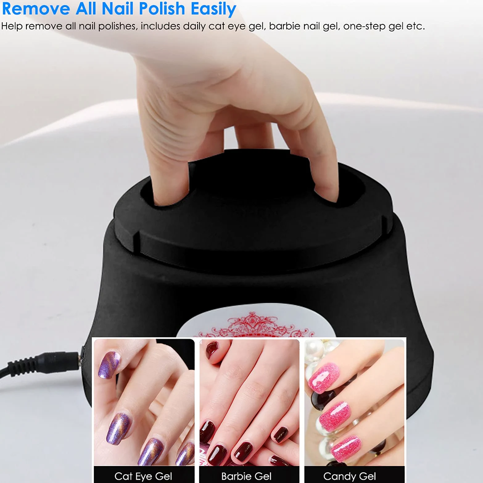 Máquina Removedora de Vapor de Esmalte de Uñas Eliminador de Esmalte de Vapor Eléctrico Vaporizador de Uñas Nail Art Salon Tool Steam Armor Remover