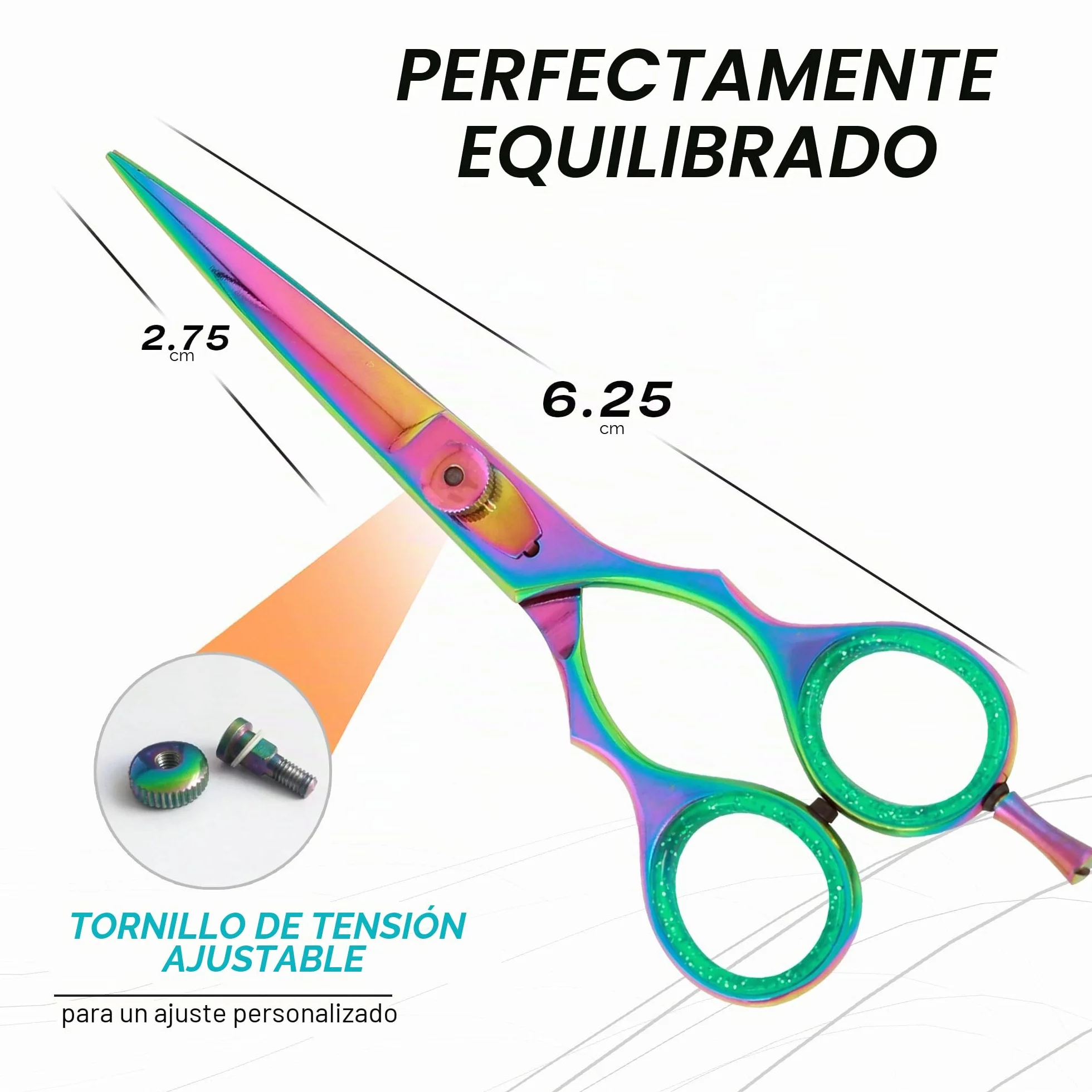 Tijeras de Pelo de Titanio, Tijeras Peluqueria de Acero Inoxidable 6,5", Multicolor