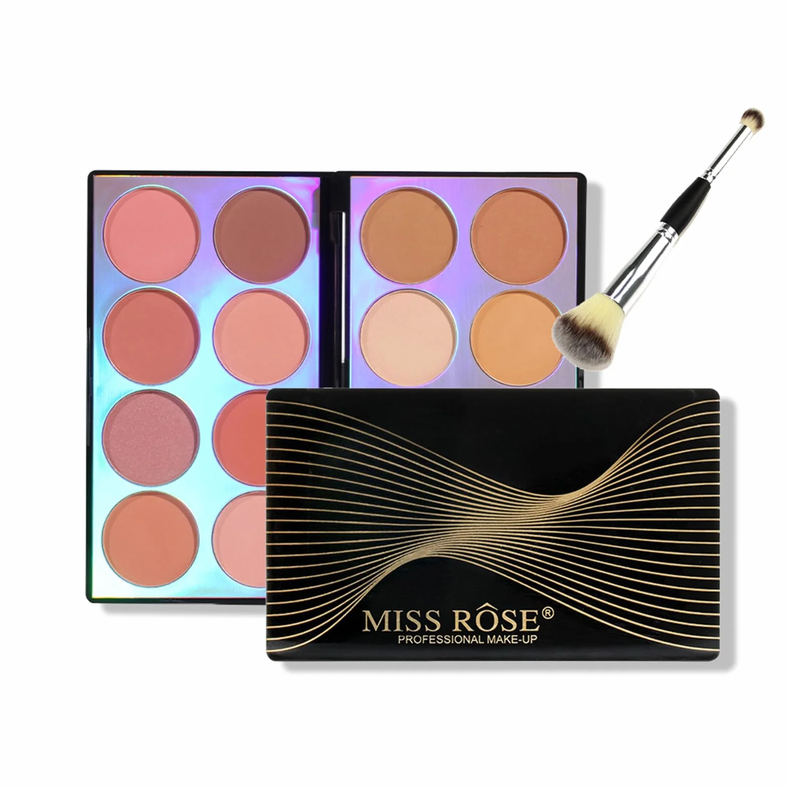 Joyeee Paleta de Blush Highlight & Contour con Pincel, Kit de Colorete en Polvo