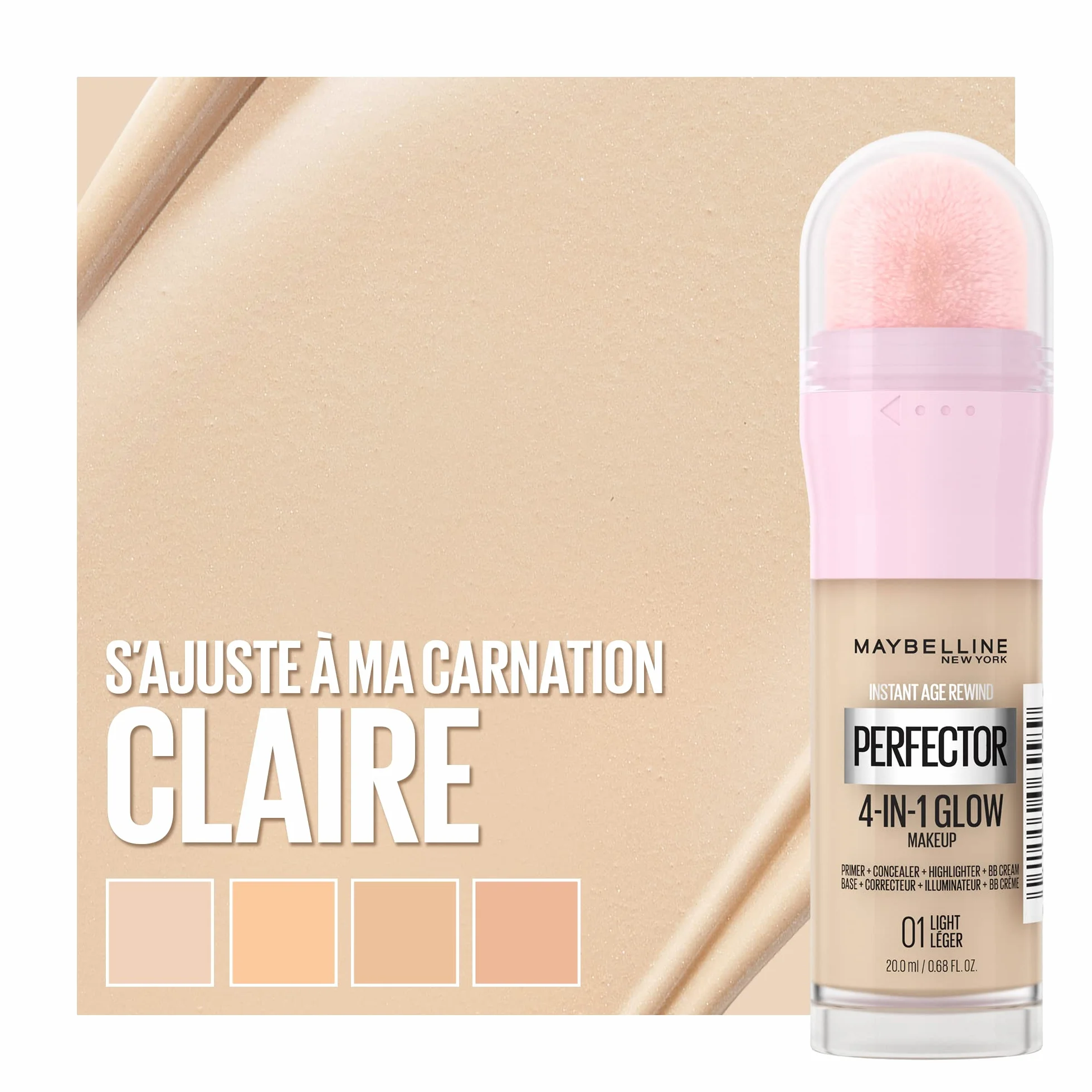 Maybelline New-York Routine 4 en 1 iluminador tono 01 Light 03 MEDIUM DEEP Instant Perfector Glow