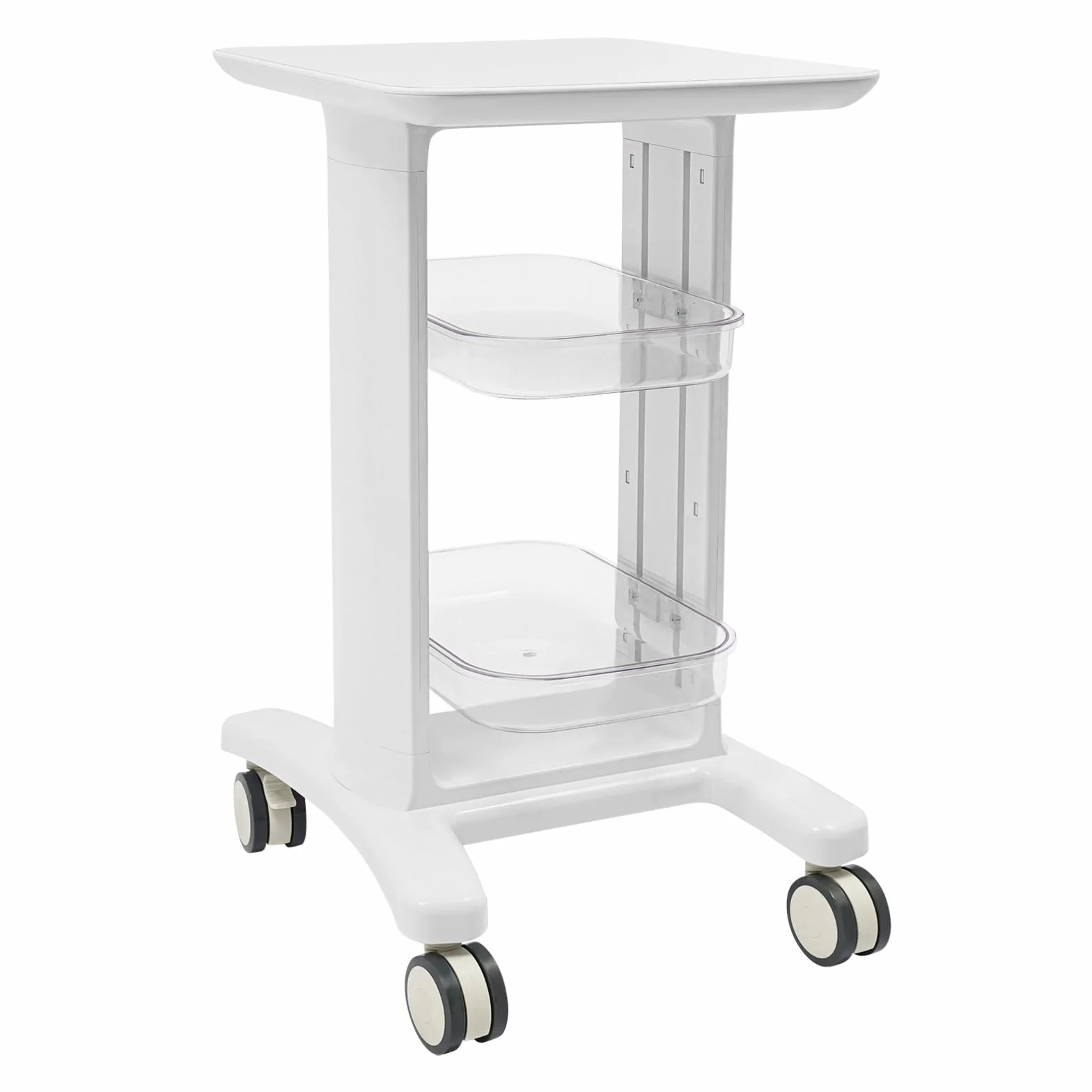 Beauty Salon - Carrito médico con 2 compartimentos y 4 ruedas universales, carrito de cosméticos, carrito de instrumentos para laboratorio, clínica, salón de belleza, color blanco